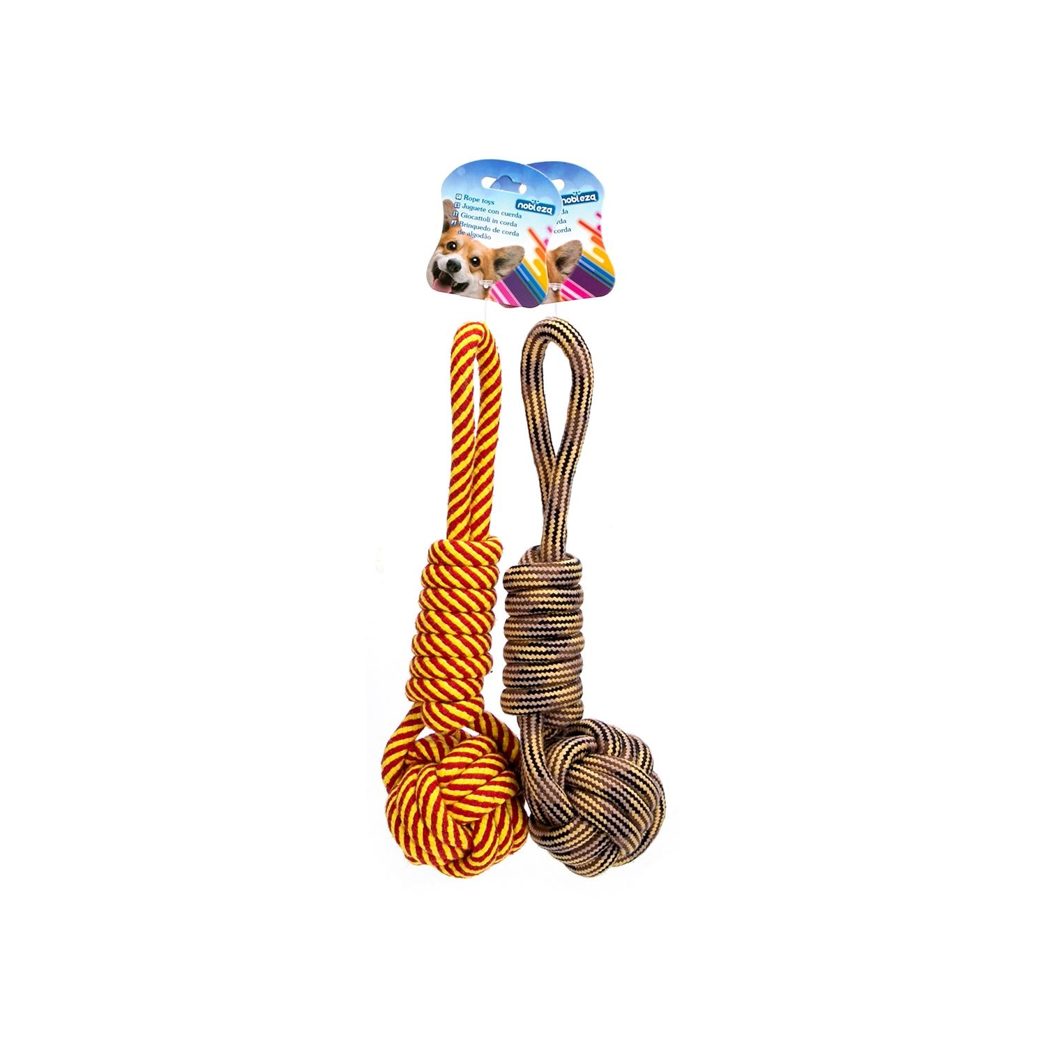 Cotton rope dog toy with ball and handle