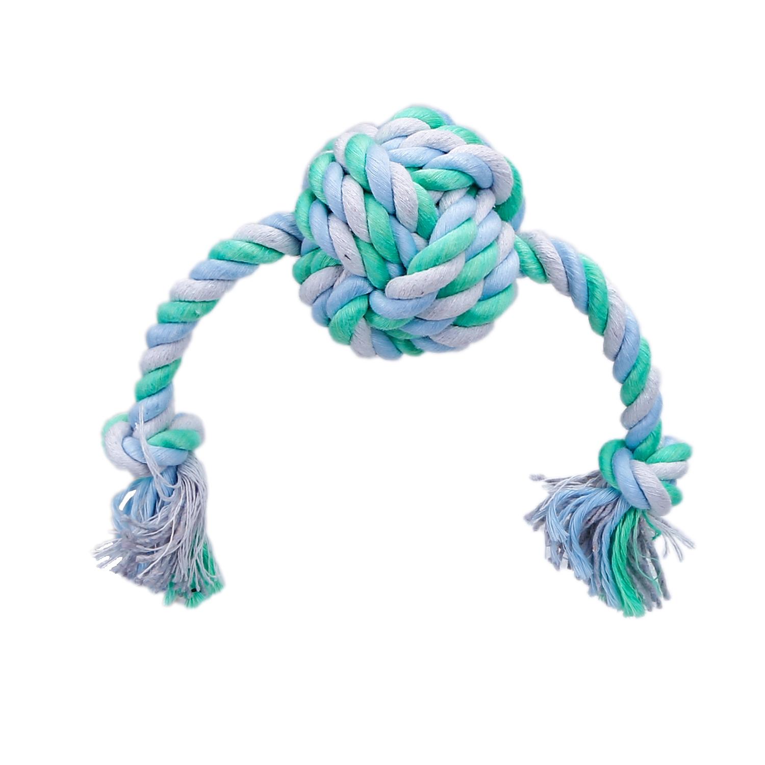 Cotton rope dog toy with ball