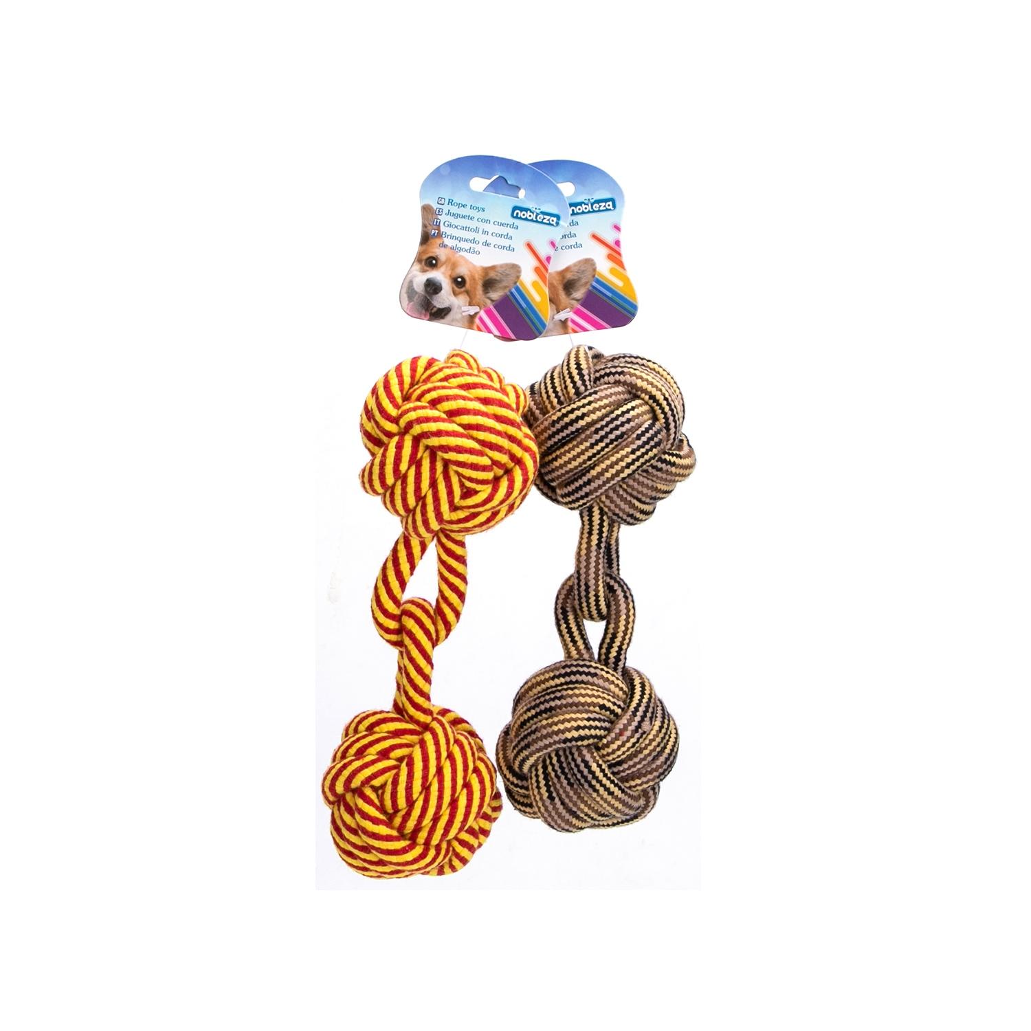 Cotton rope dog toy double ball