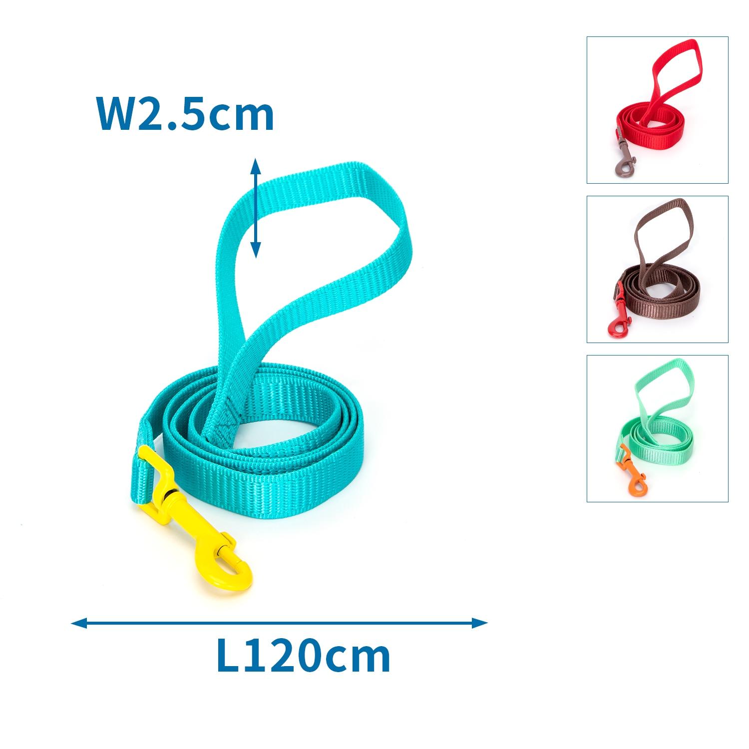 COLOURED NYLON DOG LEASH W2.5*L120CM RED/BROWN/BLUE/GREEN