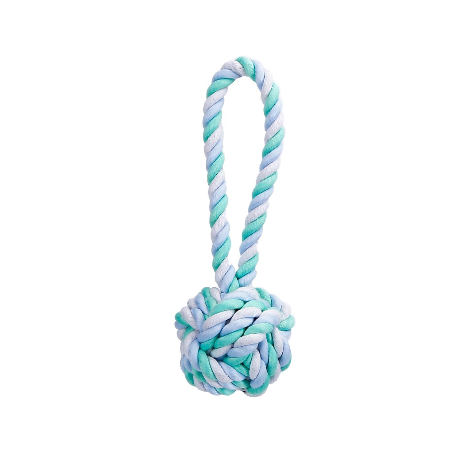 Cotton rope dog toy with ball and handle