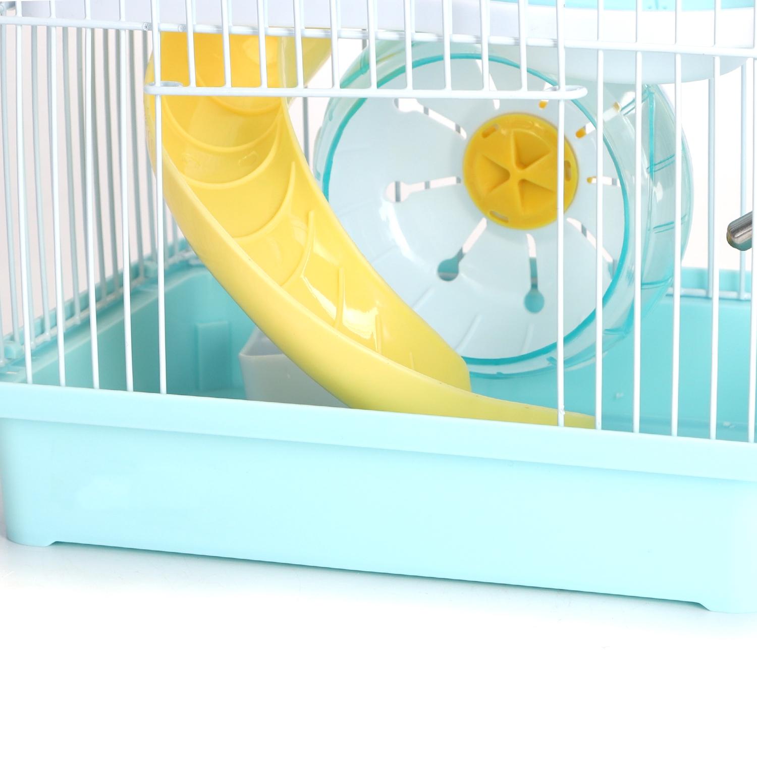 Blue two-story hamster cage