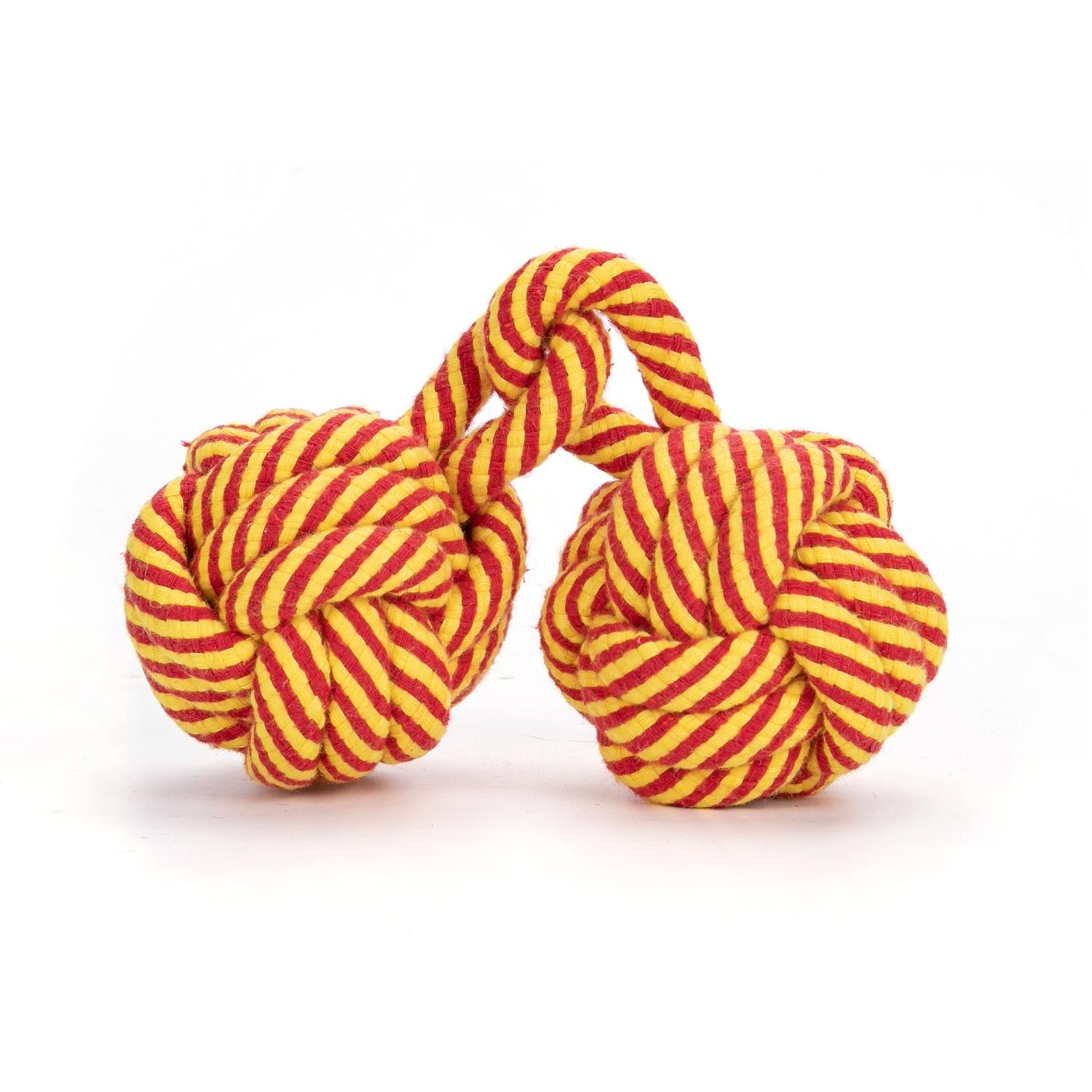 Cotton rope dog toy double ball