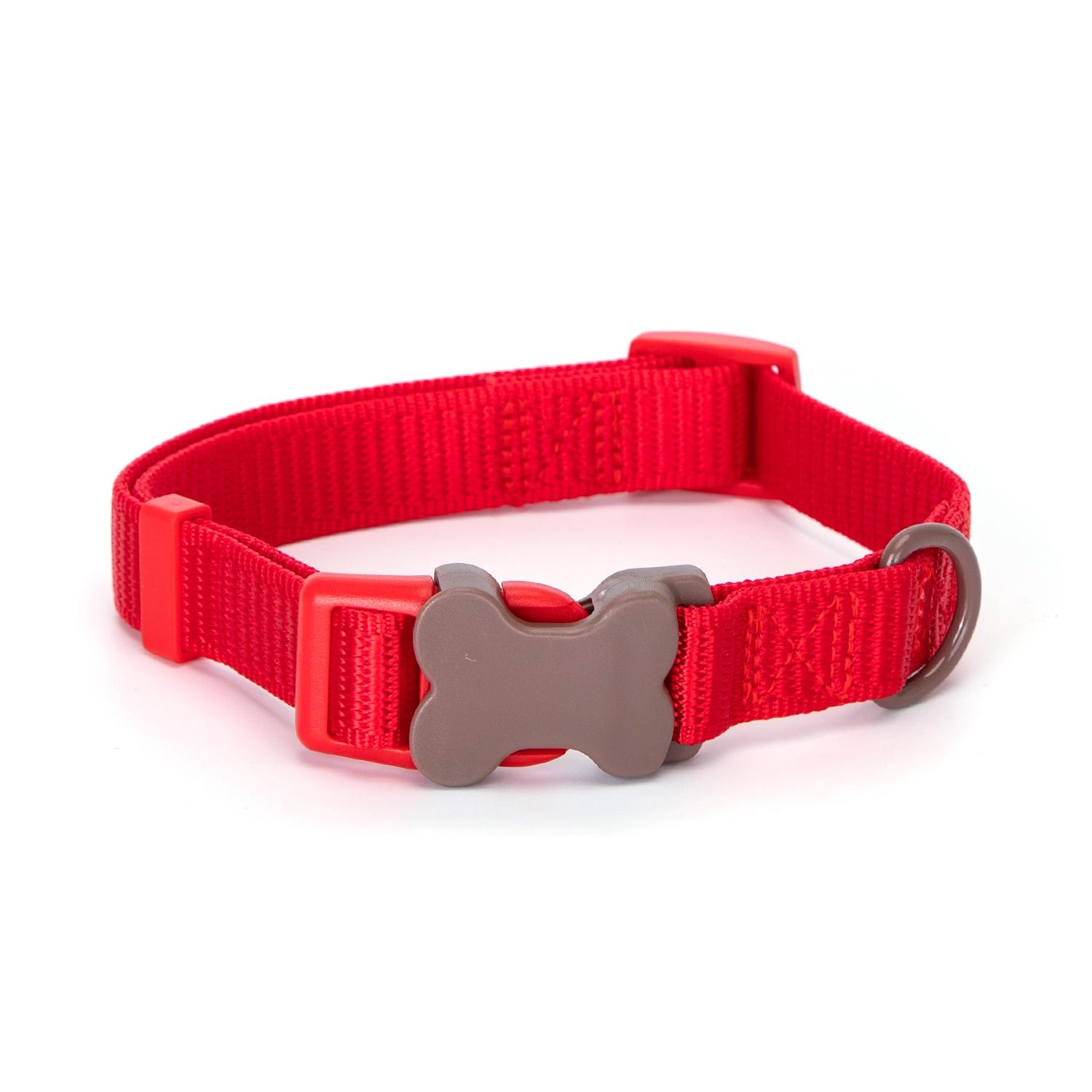 COLOURED NYLON DOG COLLAR W2.0*L30-50CM RED/BROWN/BLUE/GREEN