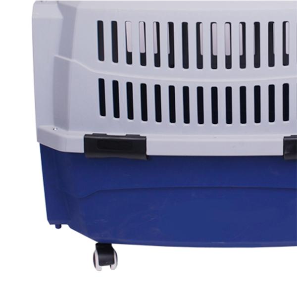 Bicolor pet transport carrier with universal wheels