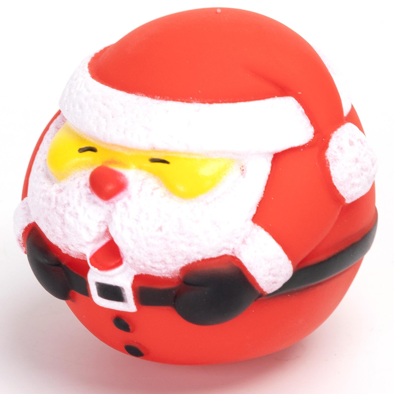 VINYL TOY ROUND SANTA D7.7CM RED