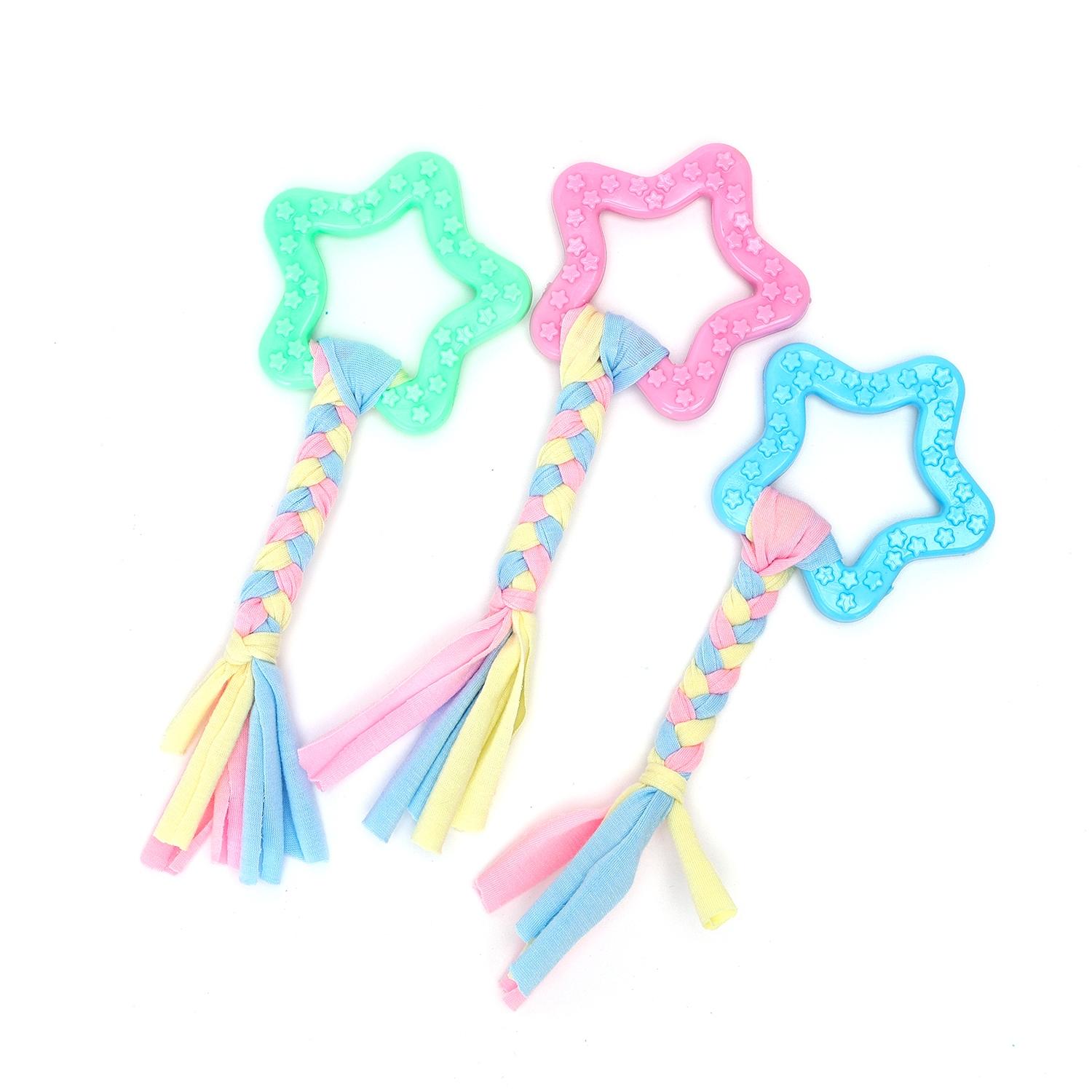 Cotton rope dog toys with TPR star