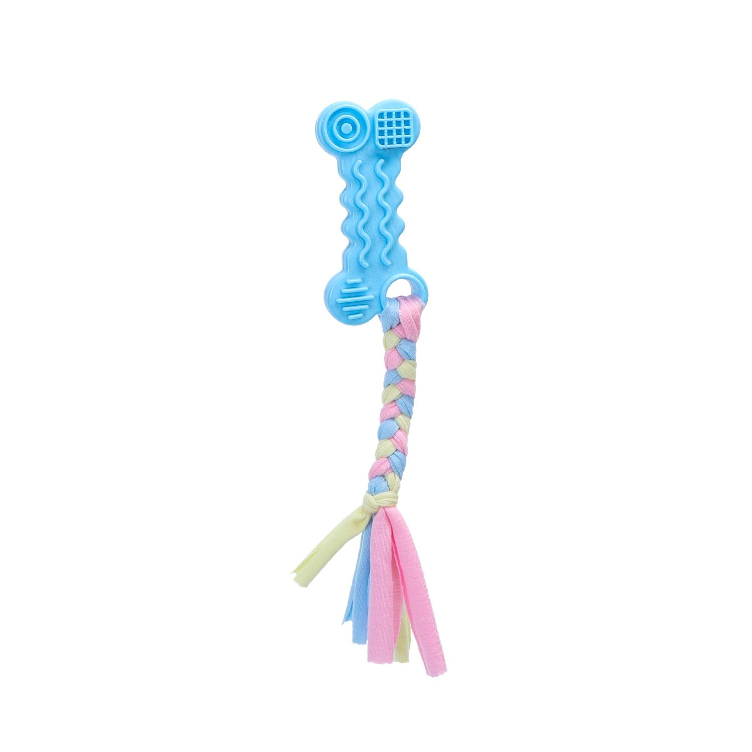 Cotton rope dog toy with TPR bone