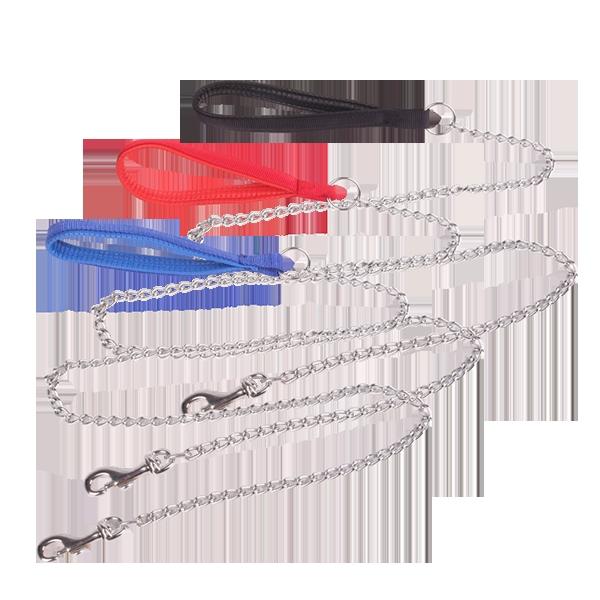 PLAIN DOG LEAD CHAIN WITH FOAM HANDLE 3 D3.0MM*L120CM BLACK/RED/BLUE