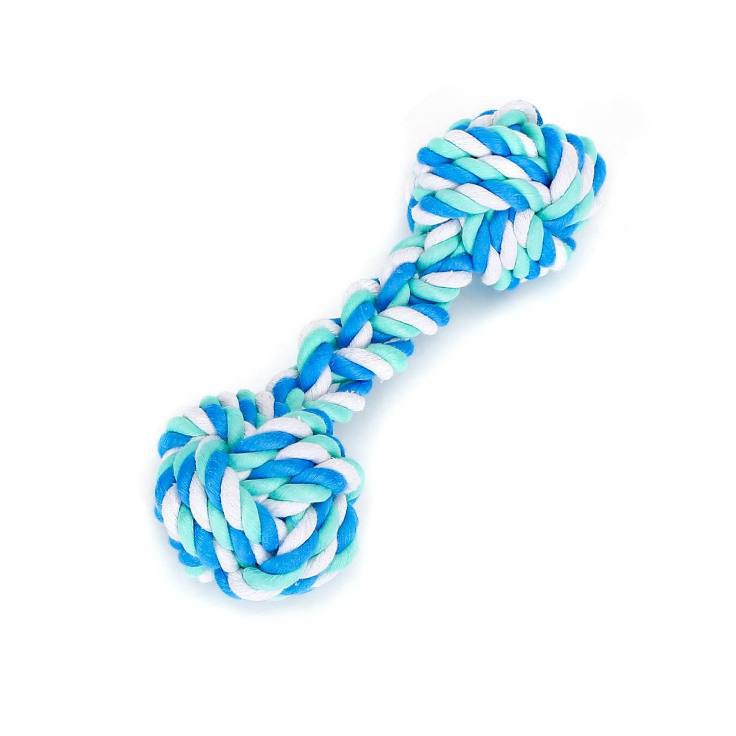 Cotton rope dog toy with double ball