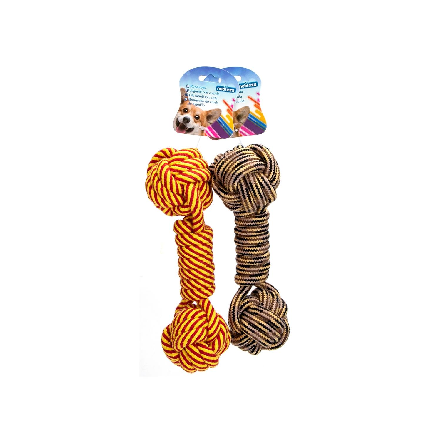 Cotton rope dog toy double ball