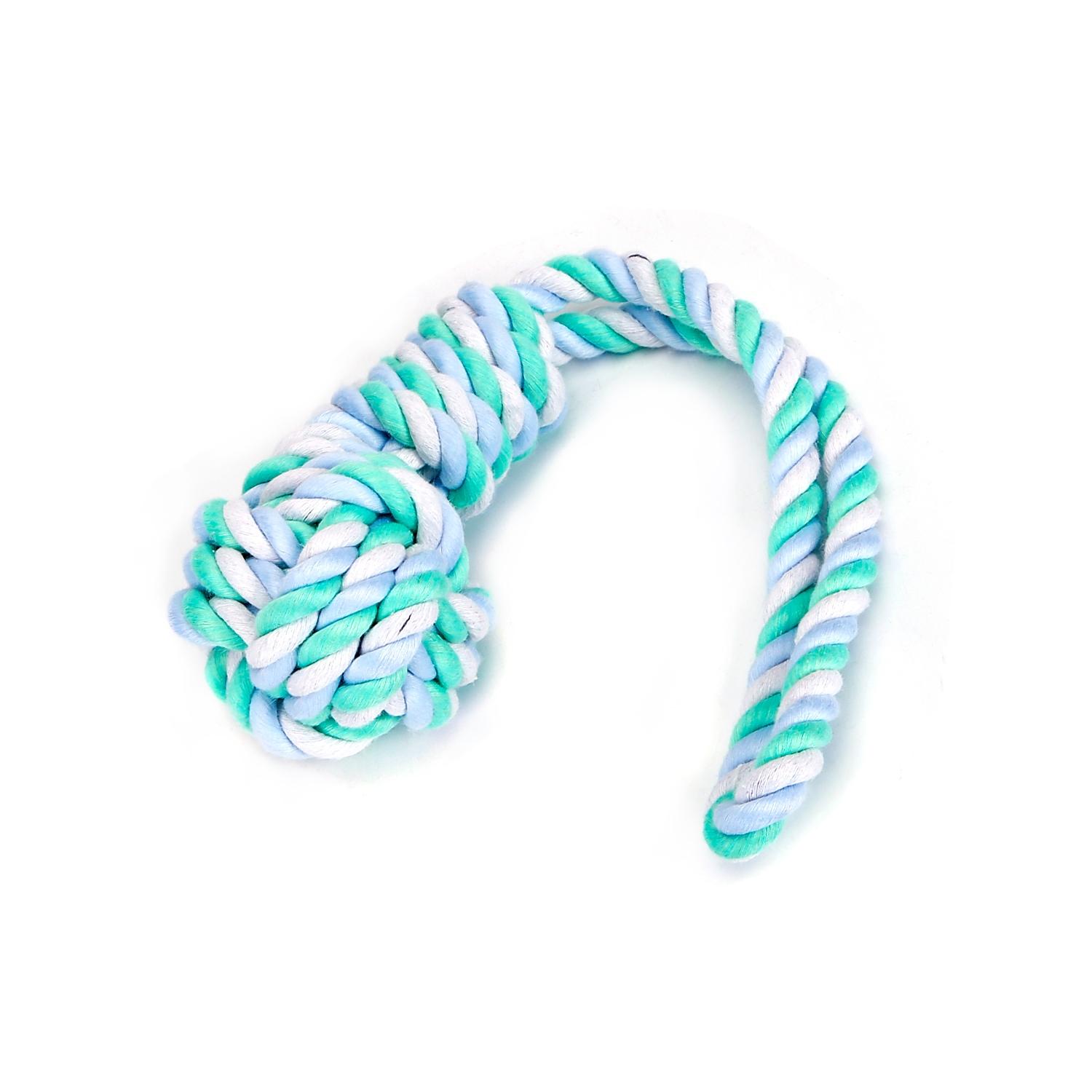 Cotton rope dog toy with ball and handle