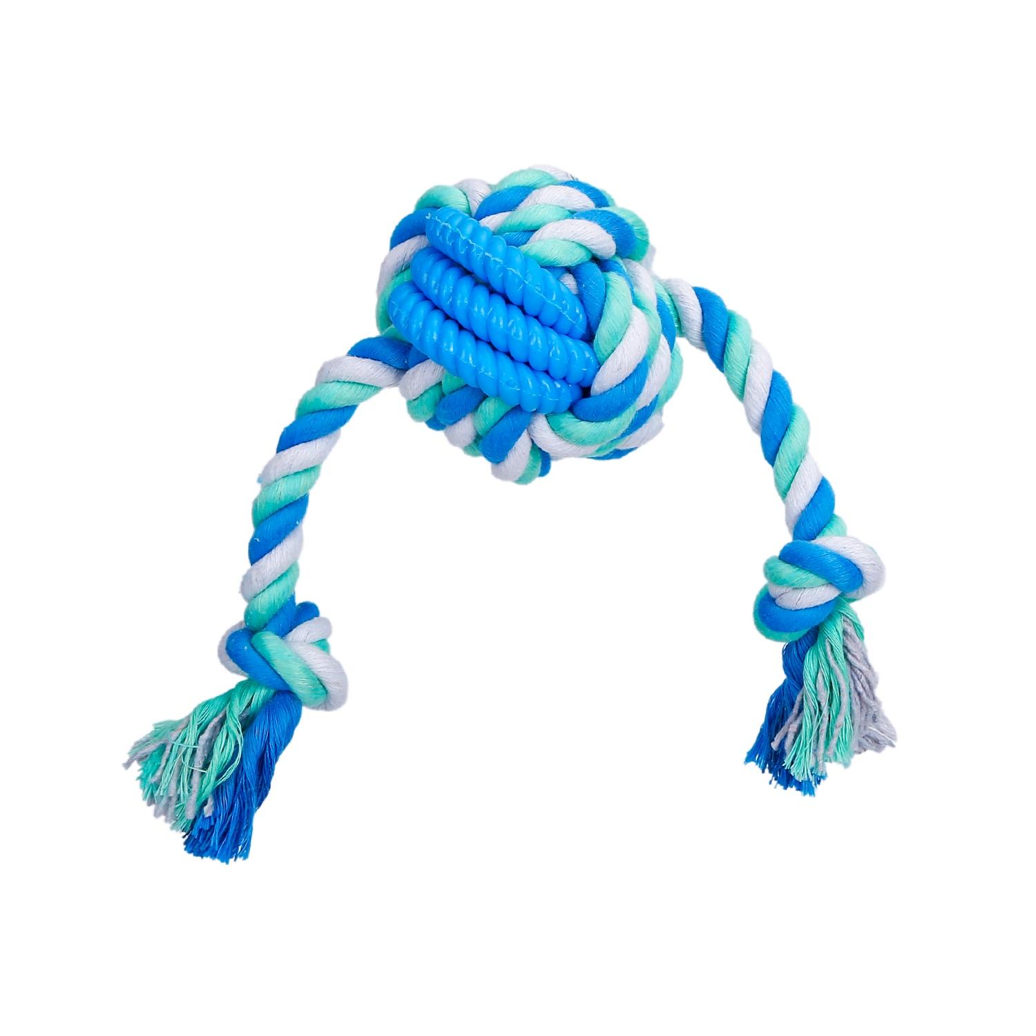 Cotton rope dog toy with ball