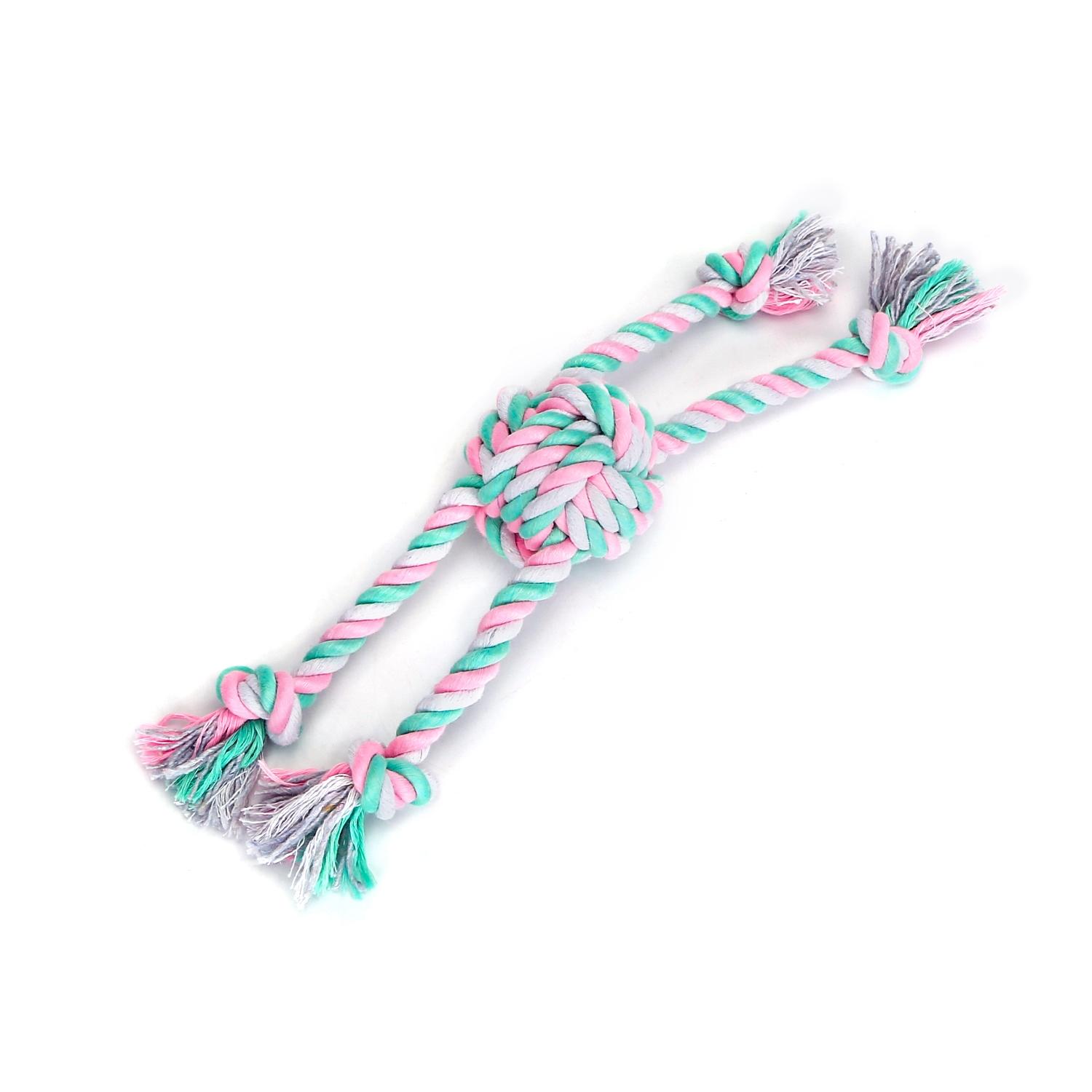 Cotton rope dog toy with ball