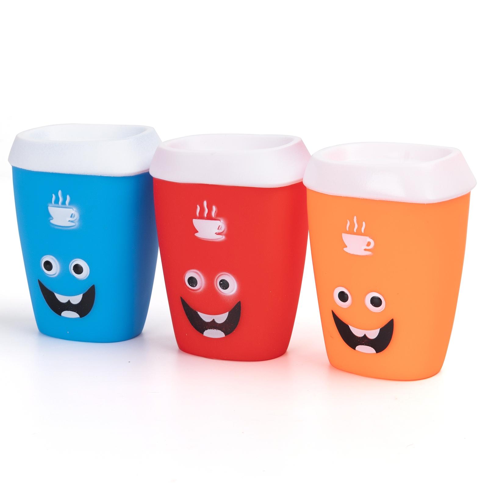 VINYL TOY COFFEE CUP L11.7*W9CM ORANGE/BLUE/RED