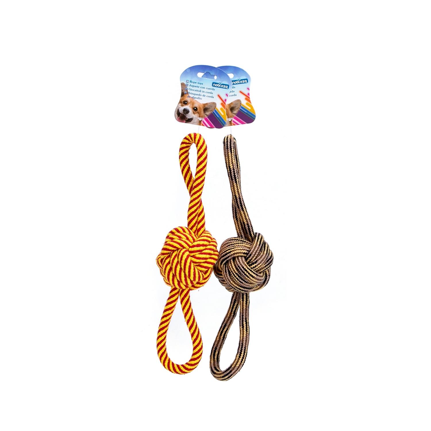 Cotton rope dog toy with ball and handle