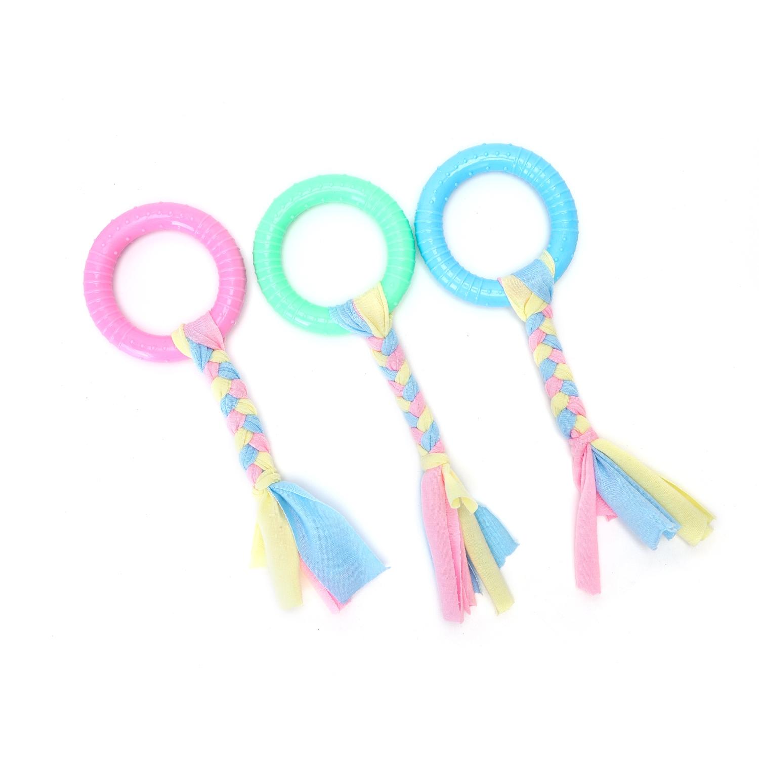 Cotton rope dog toys with TPR circle