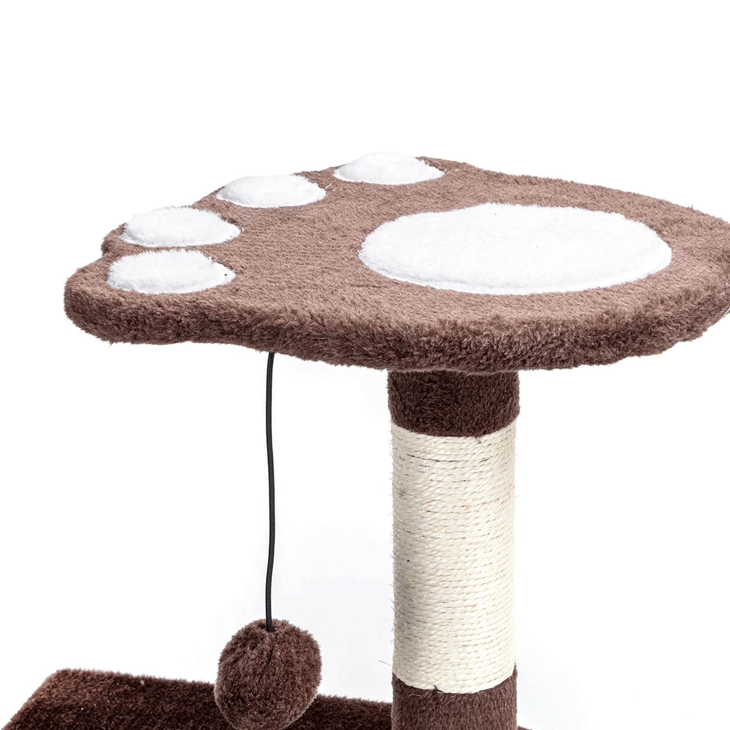 Cat paw-shaped double-layer cat tree with toy