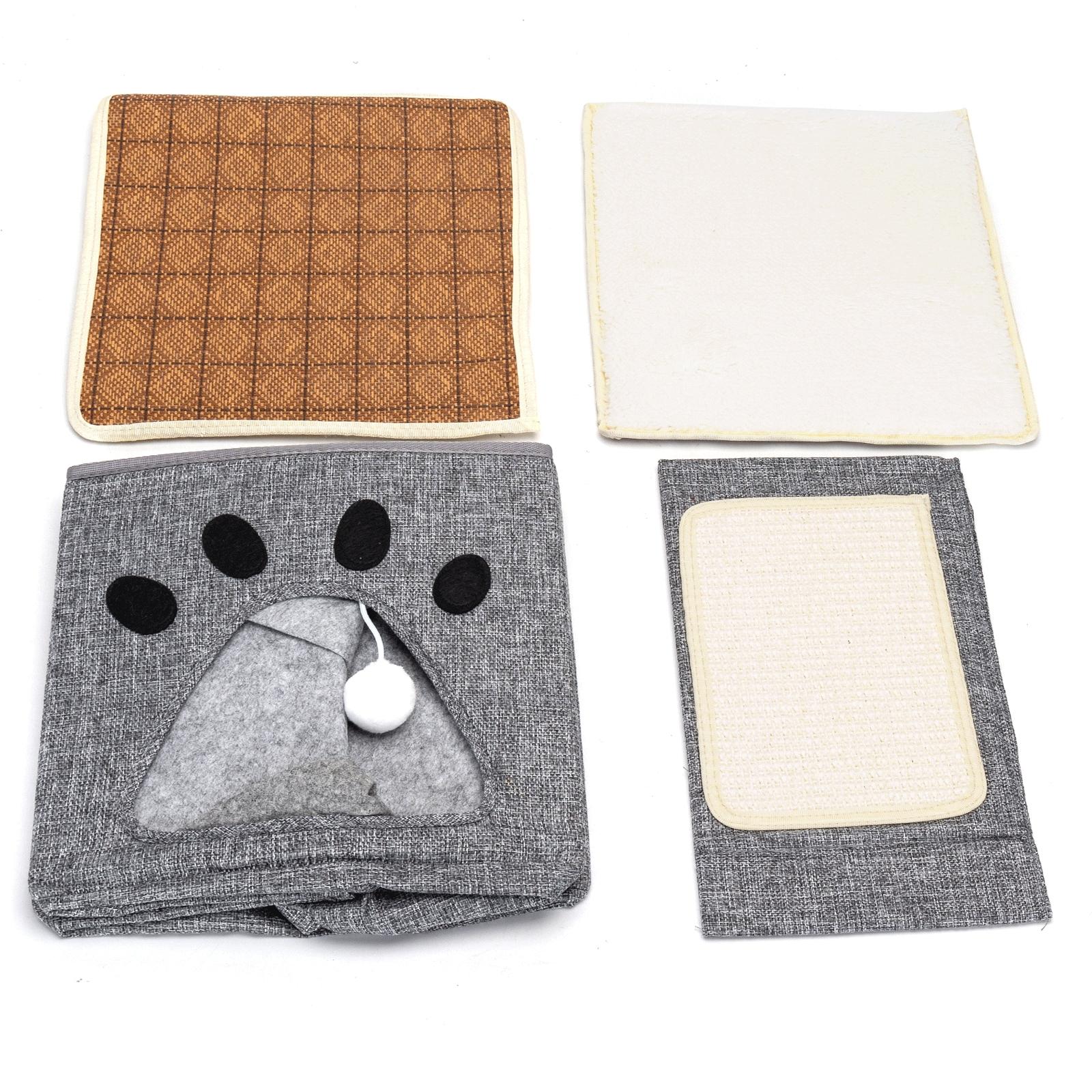 Foldable spliced cat scratch board cat bed