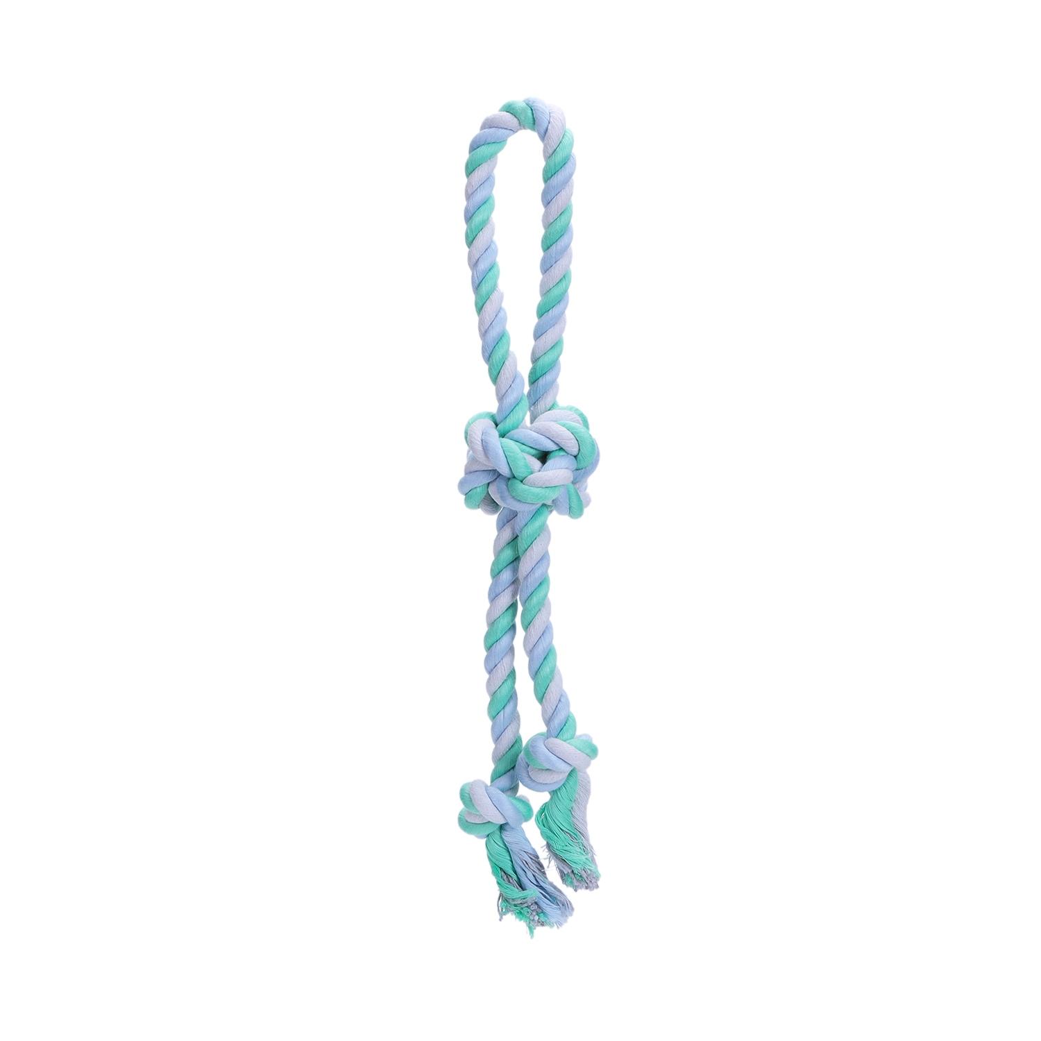 Cotton rope dog toy with ball and handle