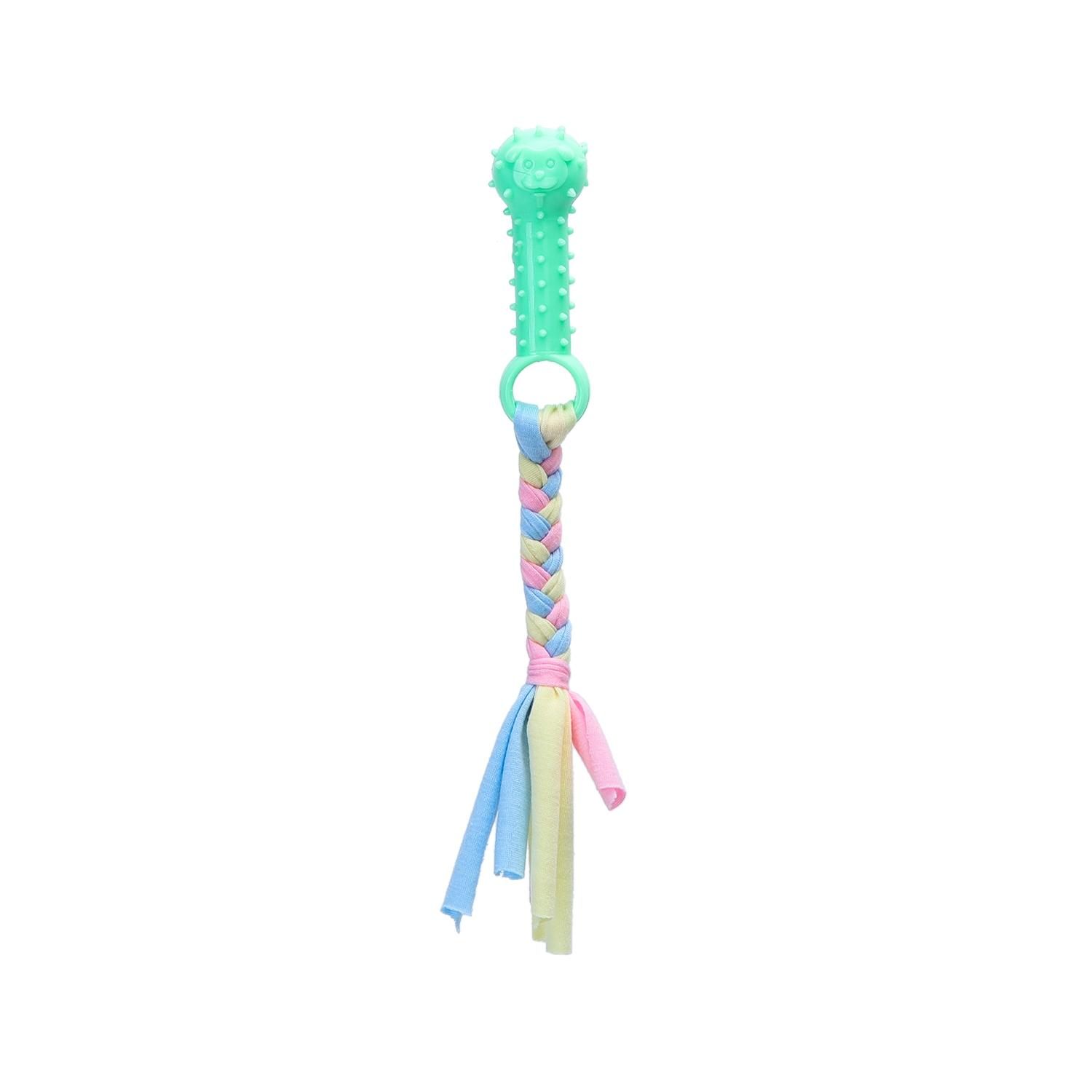 Cotton rope dog toy with TPR bone