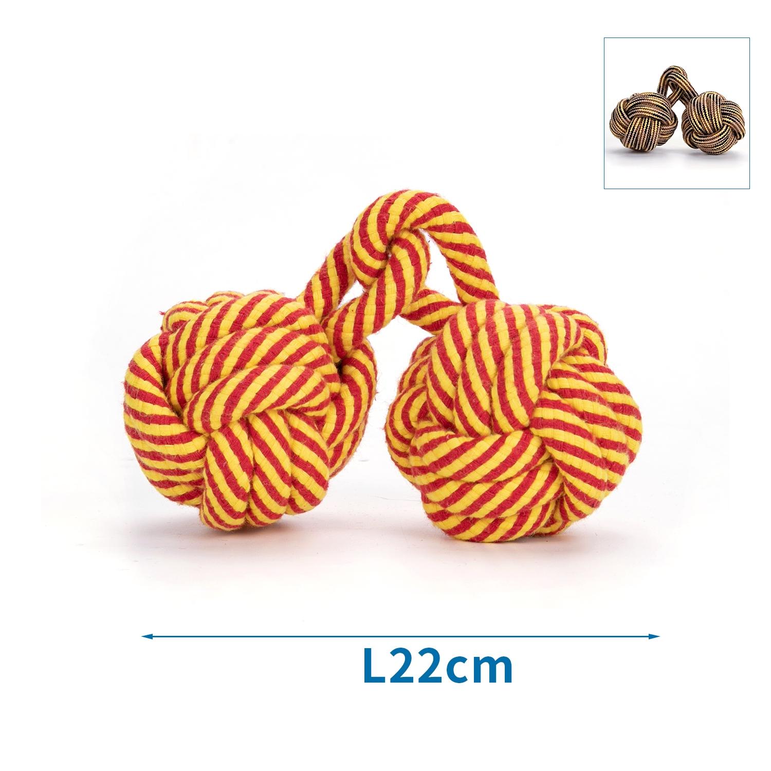 Cotton rope dog toy double ball