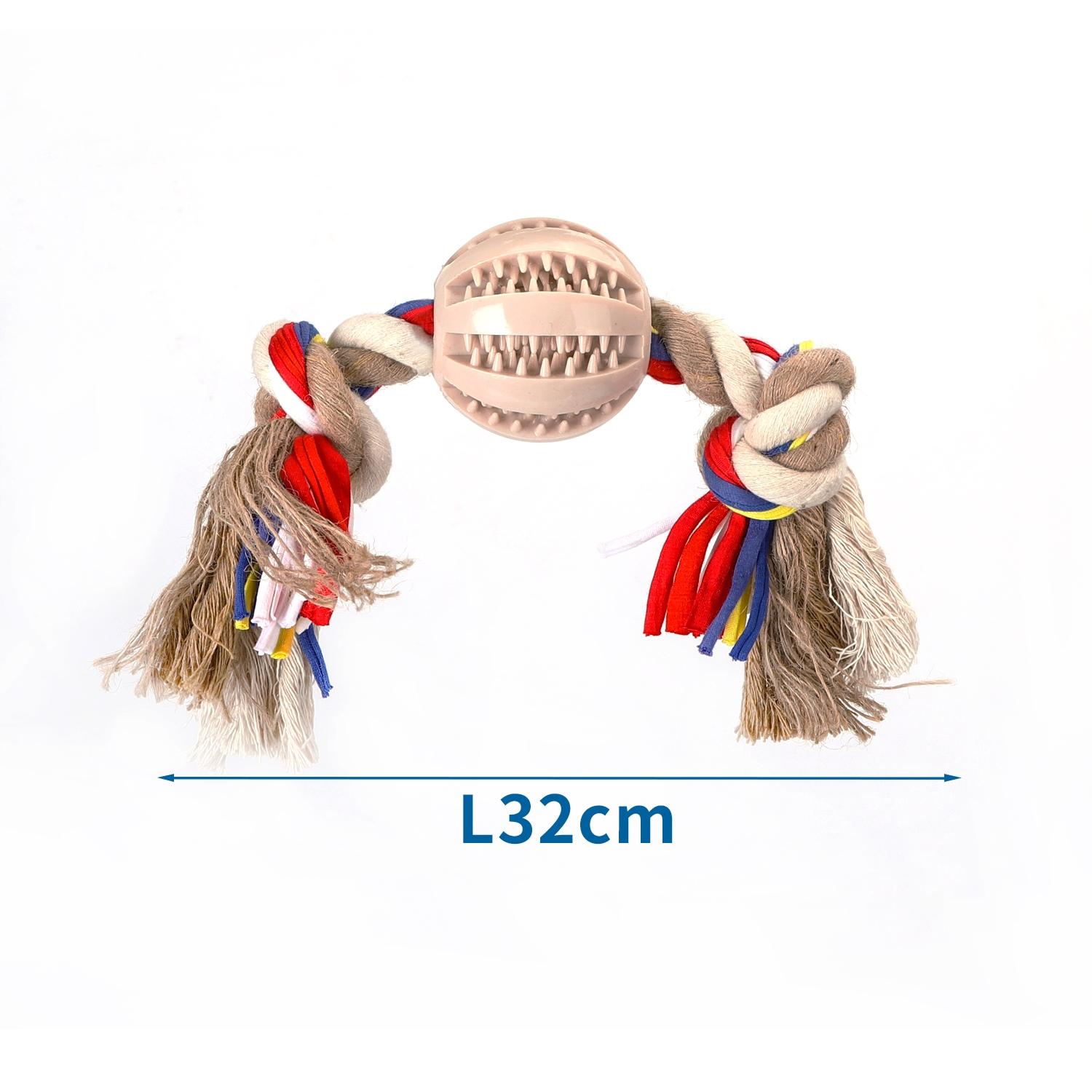 Cotton rope dog toy with TPR ball