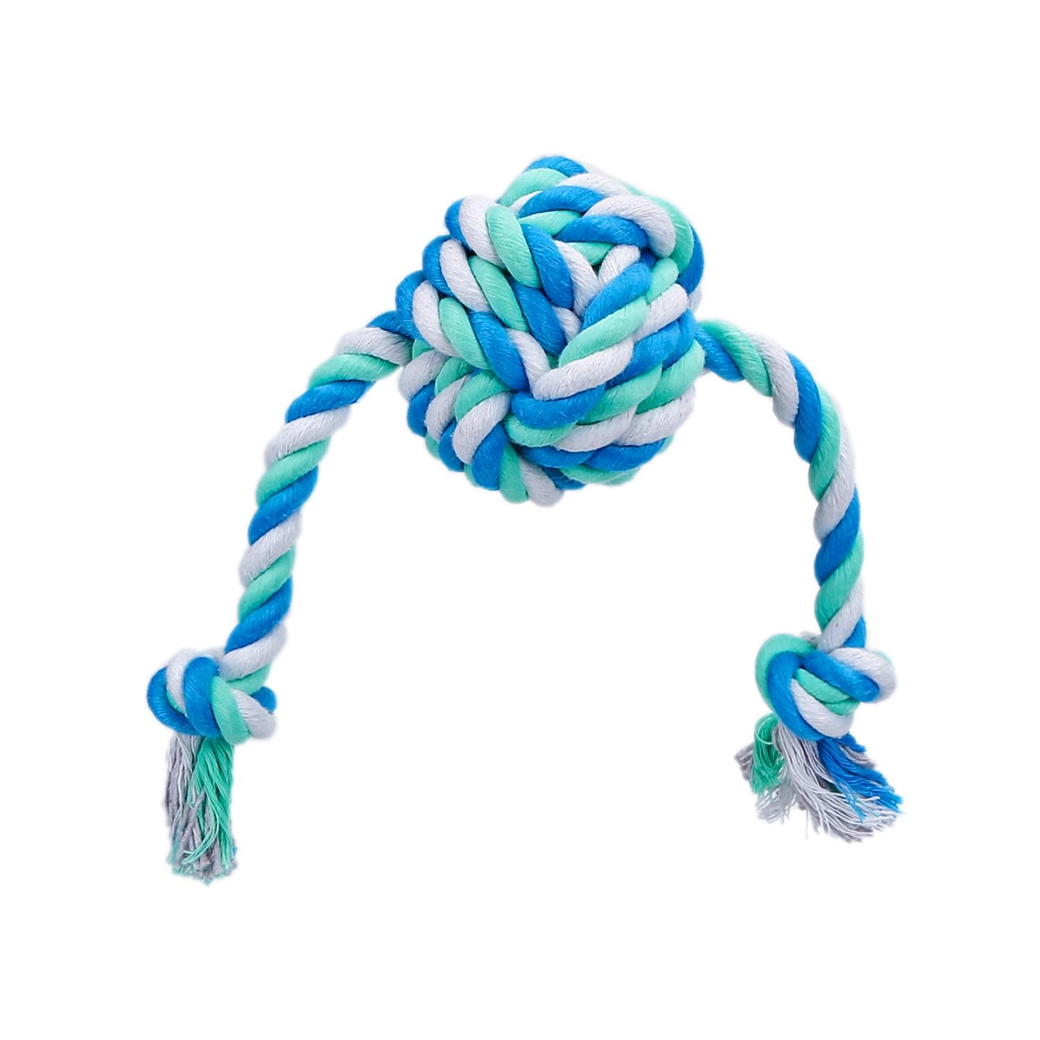 Cotton rope dog toy with ball