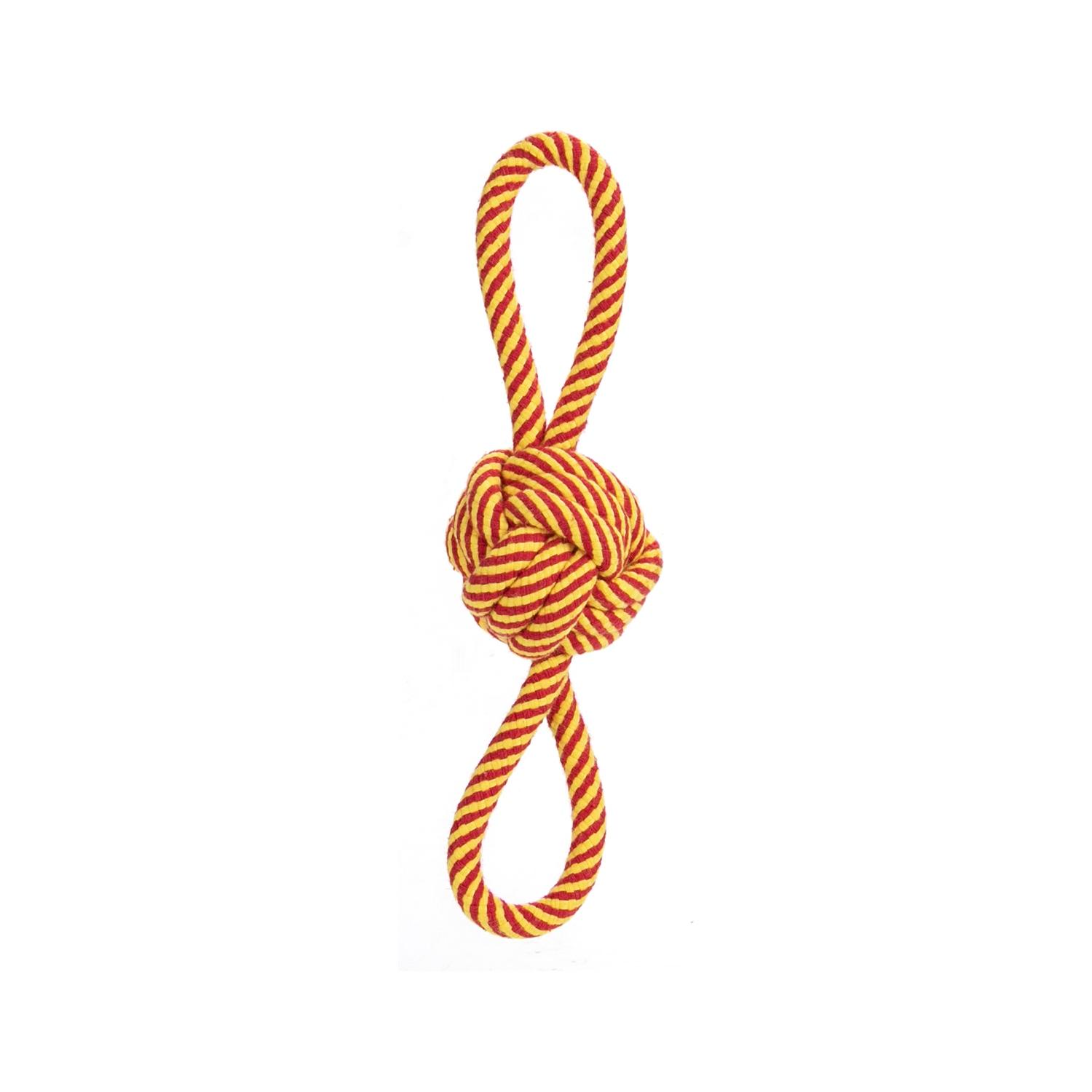 Cotton rope dog toy with ball and handle