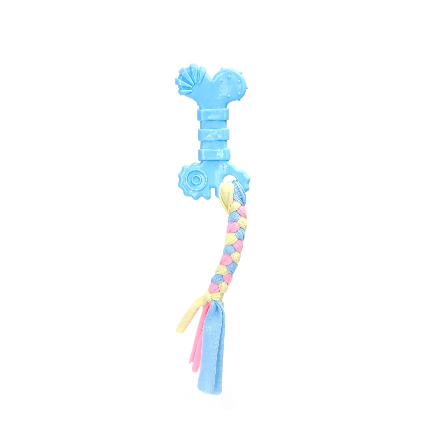 Cotton rope dog toy with TPR bone