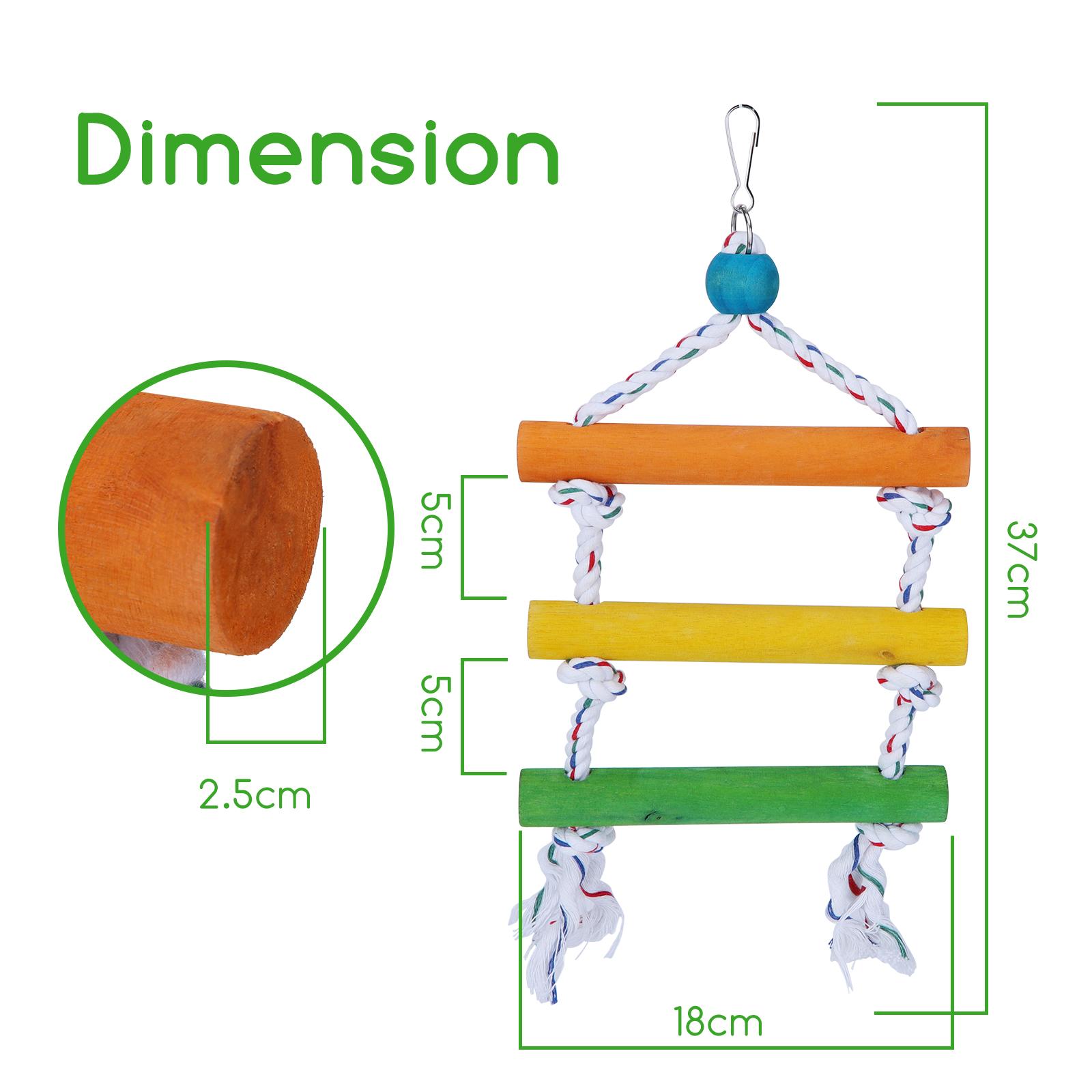 Trzystopniowa drabinka z bawełnianej liny dla ptaków
