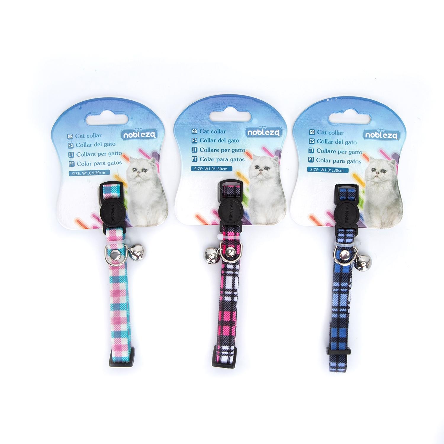 CAT COLLAR W1.0*L30CM PINK&BLUE/BLACK&RED/BLACK&BLUE