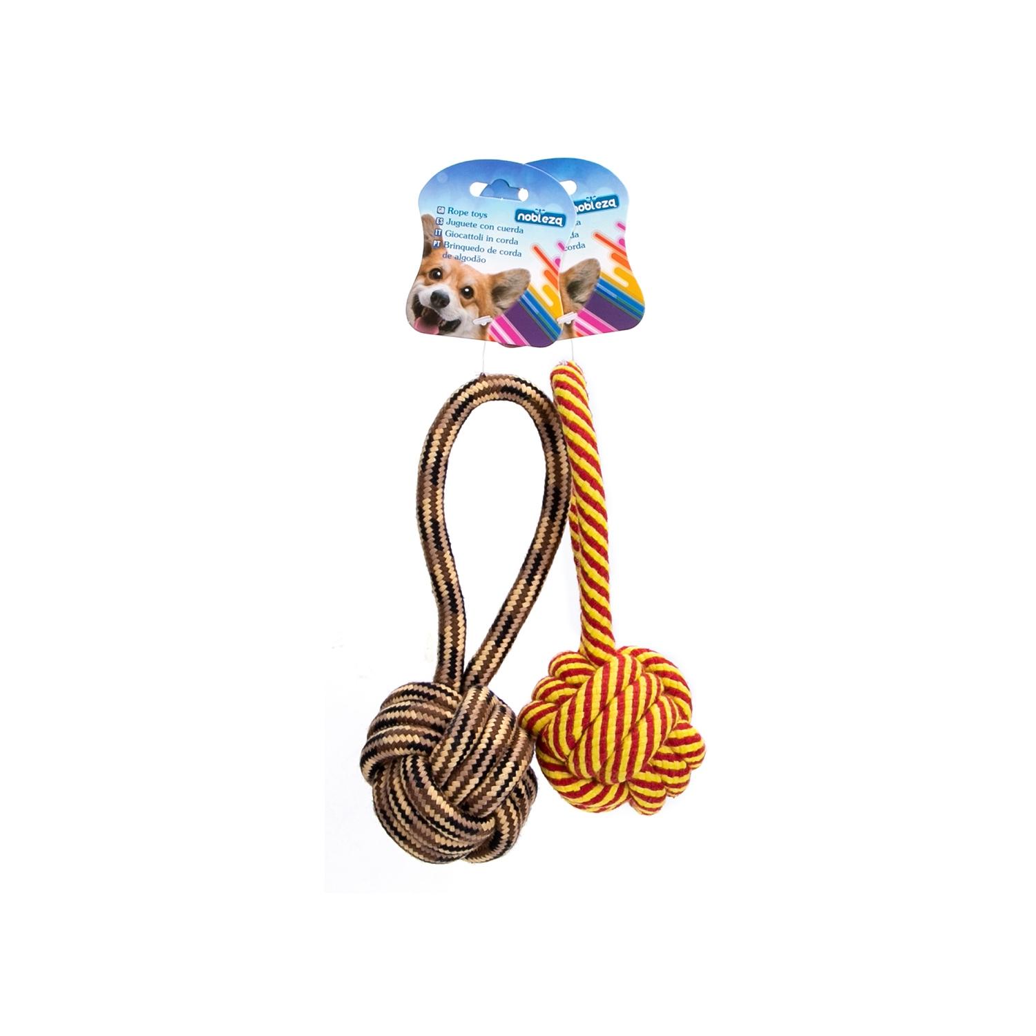 Cotton rope dog toy with ball and handle