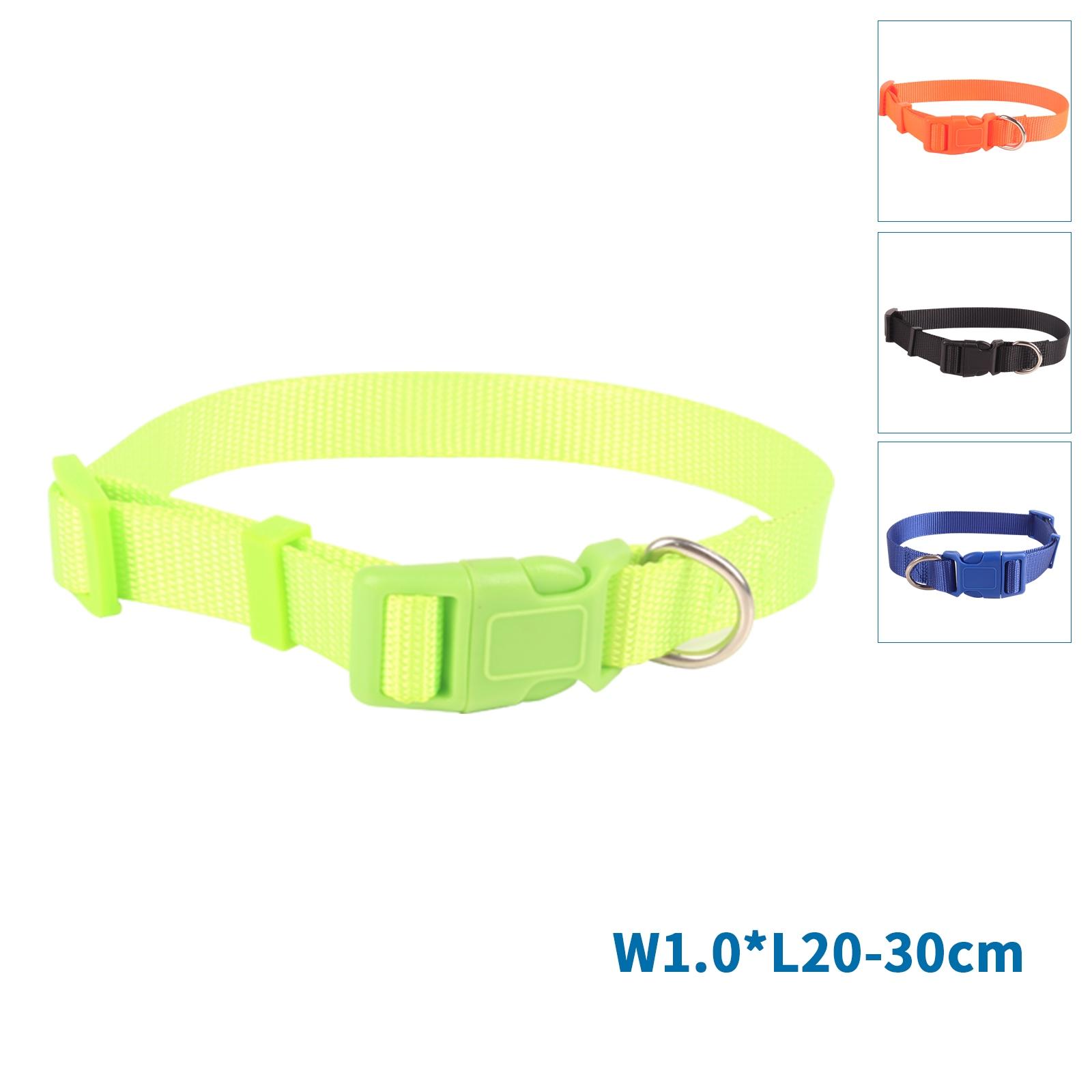 PLAIN IMITATION NYLON DOG COLLAR W1.0*L20-30CM ORANGE/BLACK/BLUE/GREEN