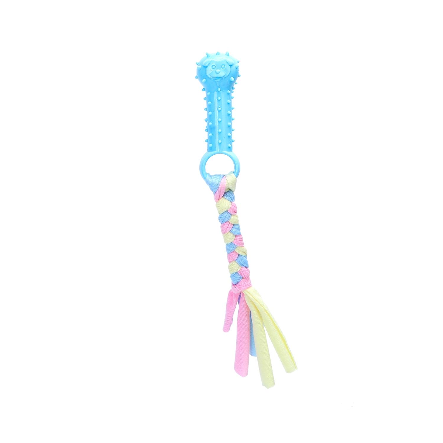 Cotton rope dog toy with TPR bone