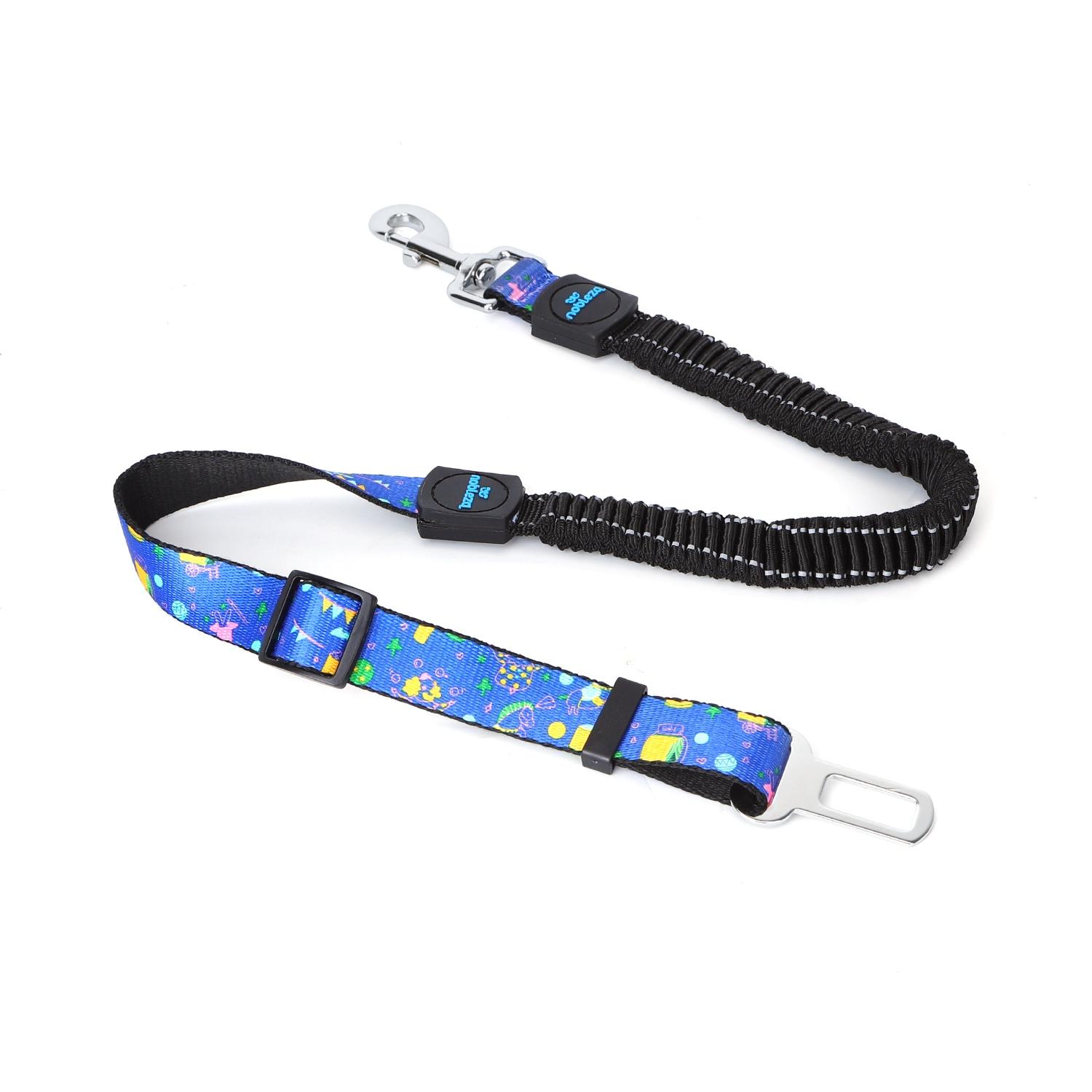 ELESTIC PADDED DOG SAFETY BELT W2.5*L70-90CM BLUE/PINK/GREEN/DARK BLUE