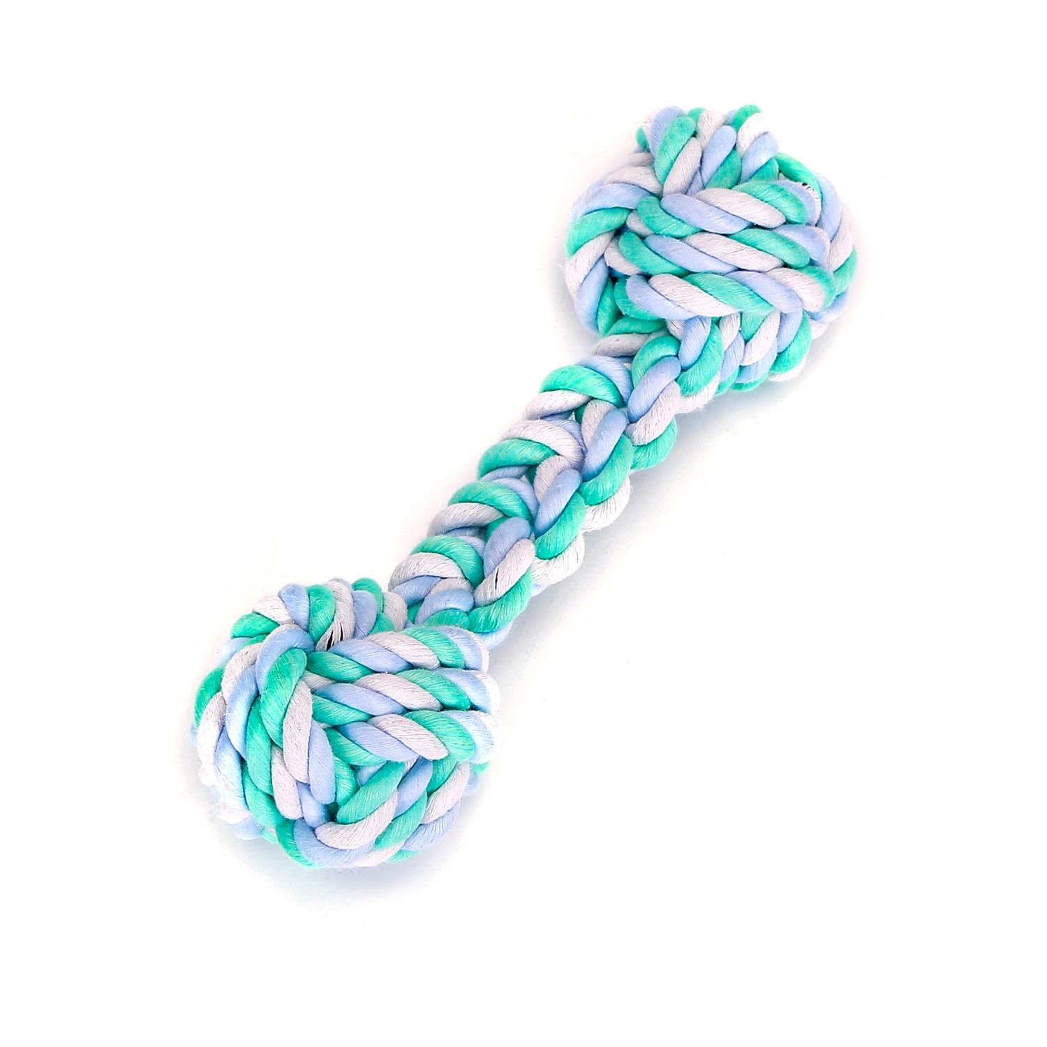 Cotton rope dog toy with double ball