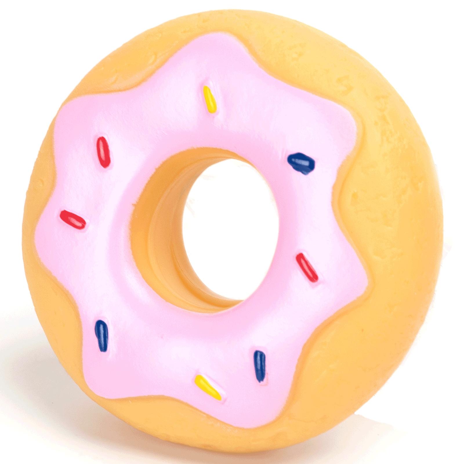 VINYL TOY MEDIUM DONUT L10.8*W3.2CM BROWN & PINK