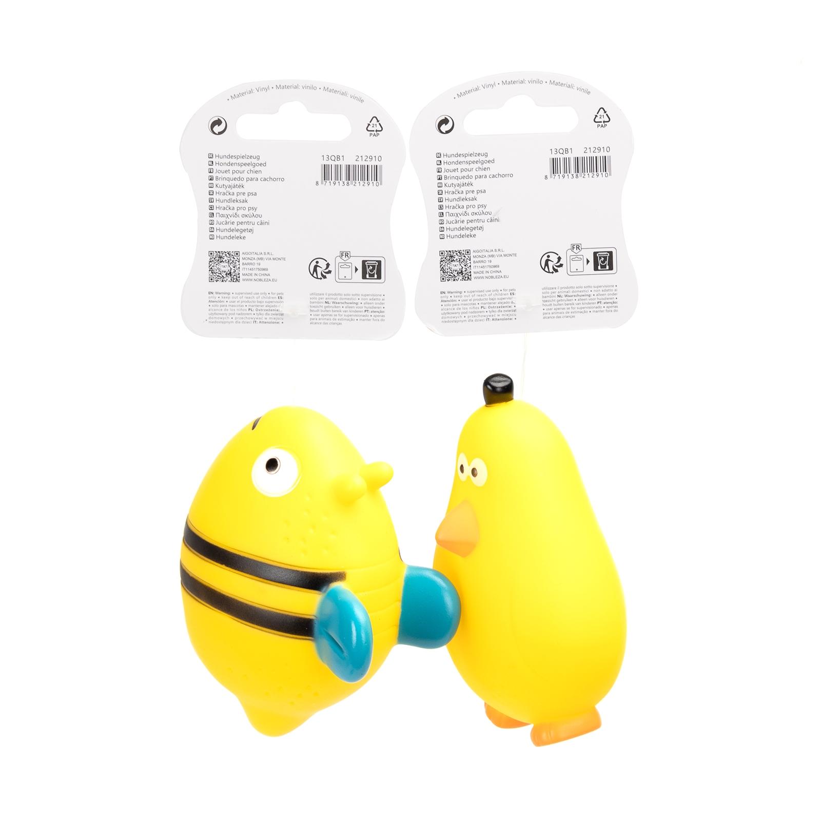 VINYL TOY FLYING FISH, STUCK CHICKEN L11.5*W10CM/L12*W8CM YELLOW