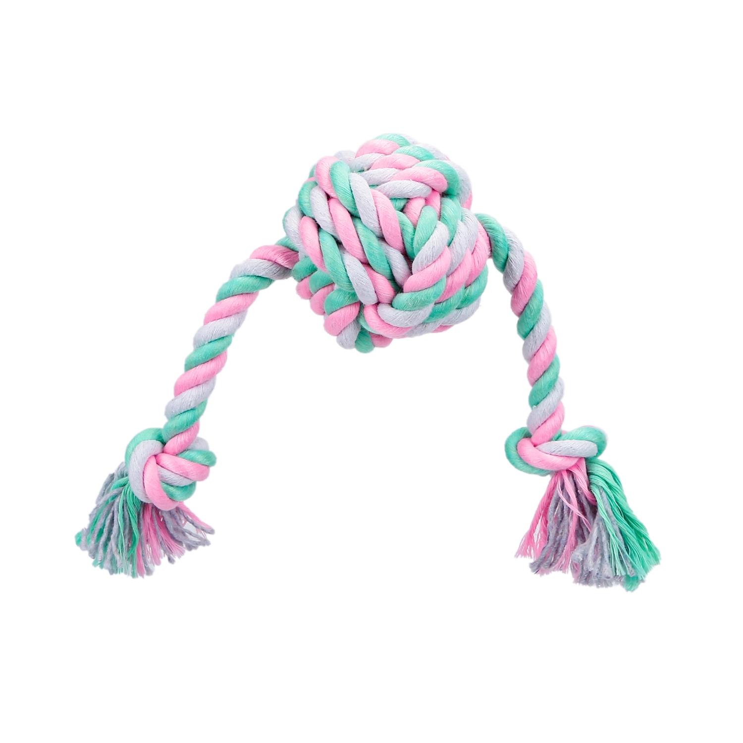 Cotton rope dog toy with ball