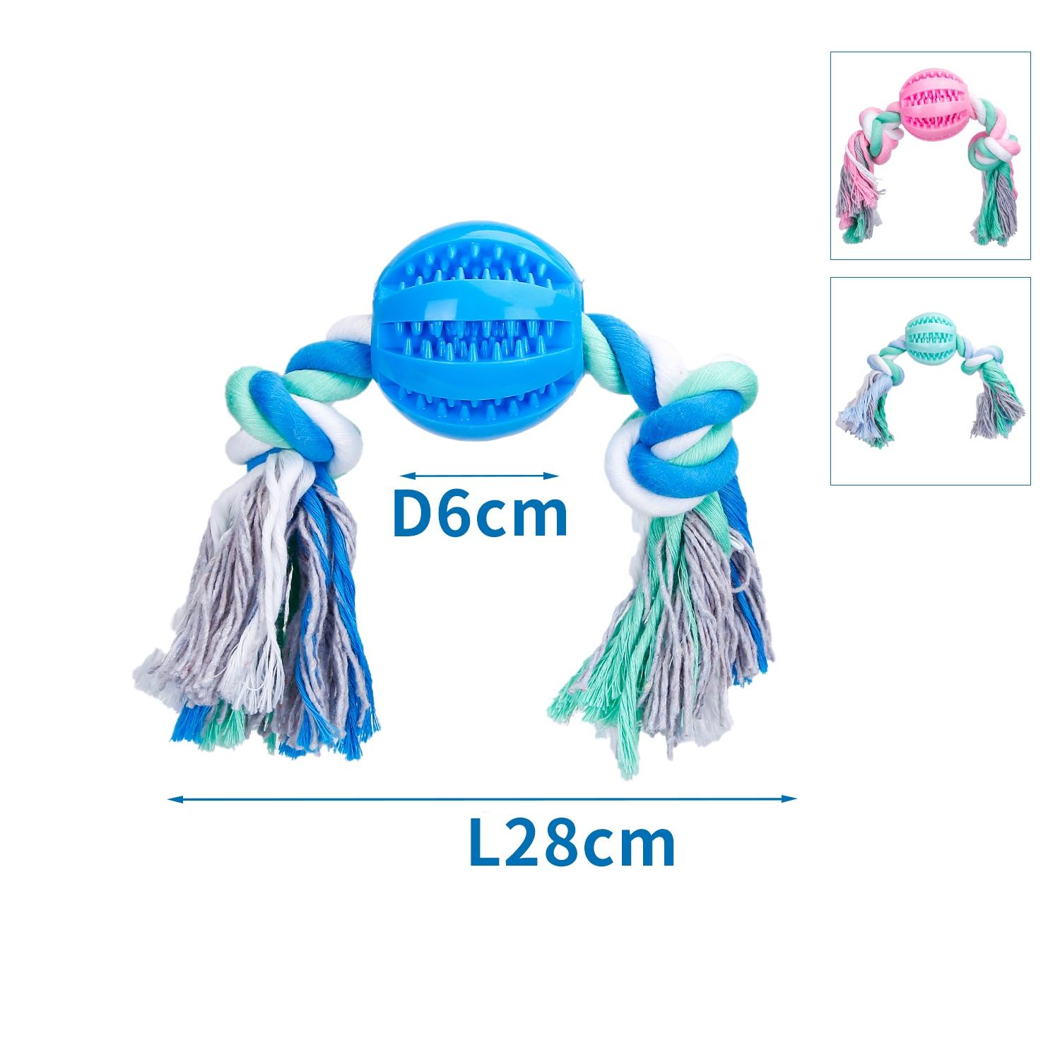 Cotton rope dog toy with TPR ball