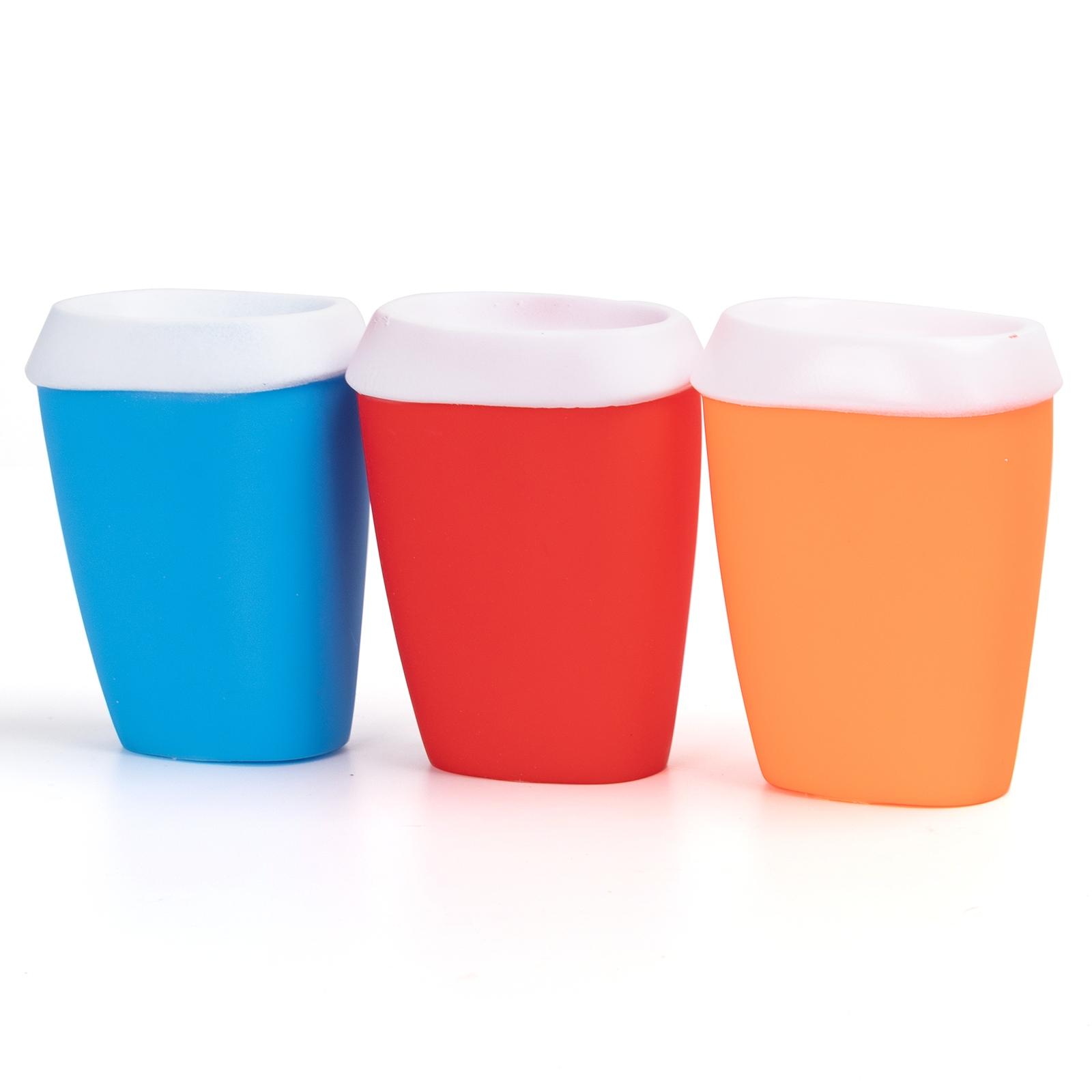 VINYL TOY COFFEE CUP L11.7*W9CM ORANGE/BLUE/RED