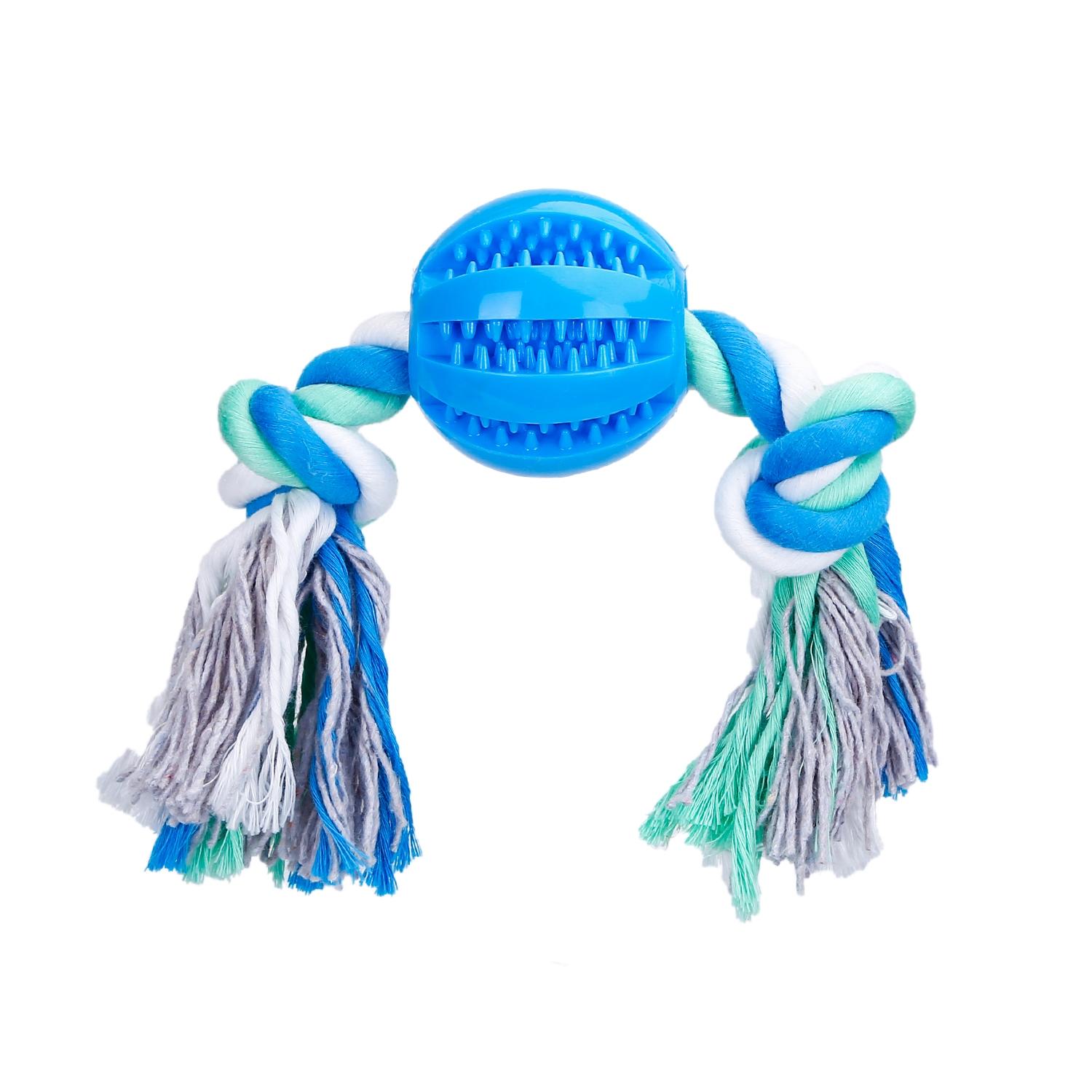 Cotton rope dog toy with TPR ball