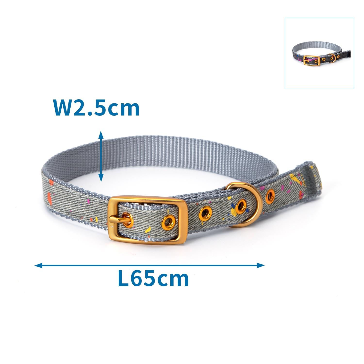 IRREGULAR VARNISHED DOG COLLAR W2.5*L65CM GREY/BLACK