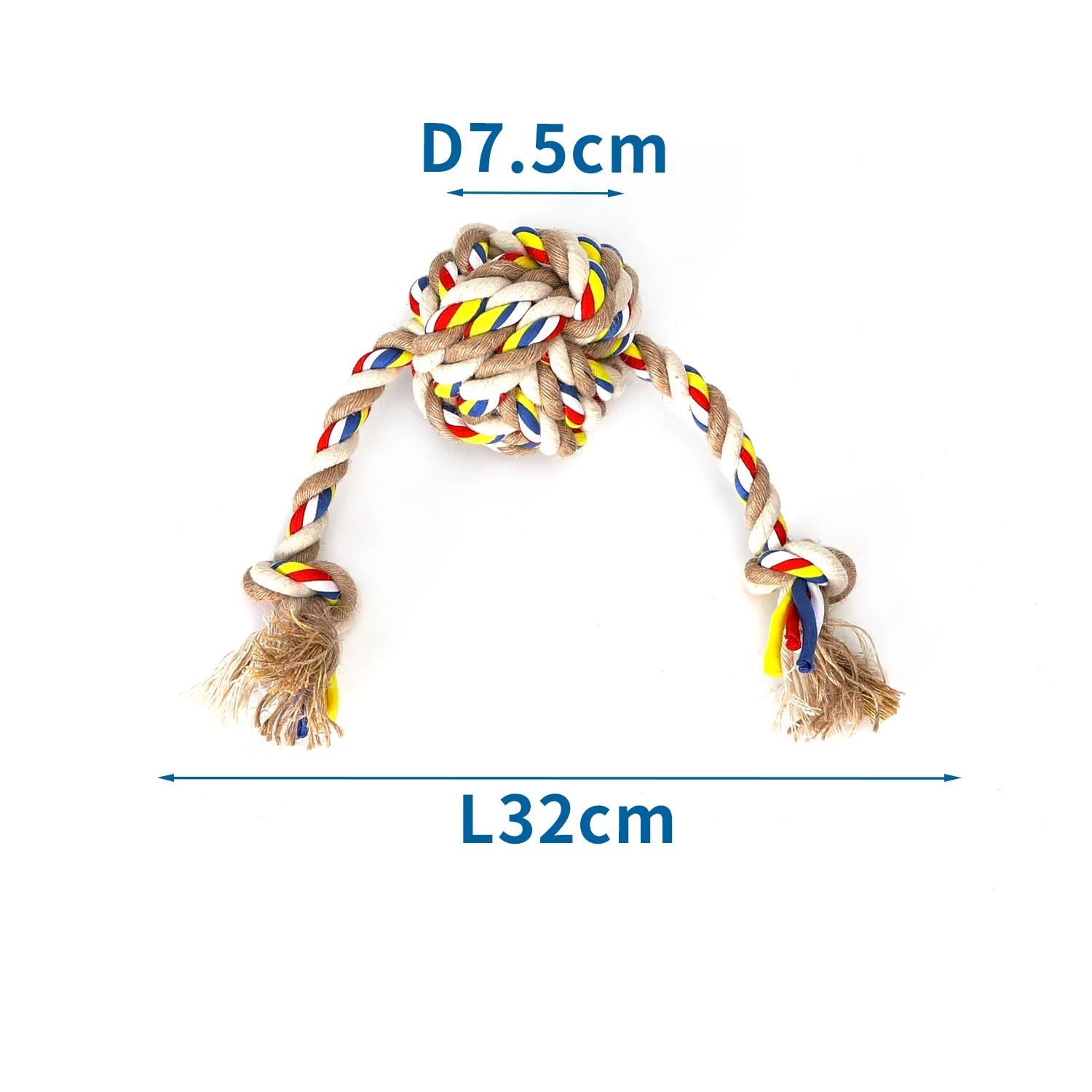 Cotton rope dog toy with ball