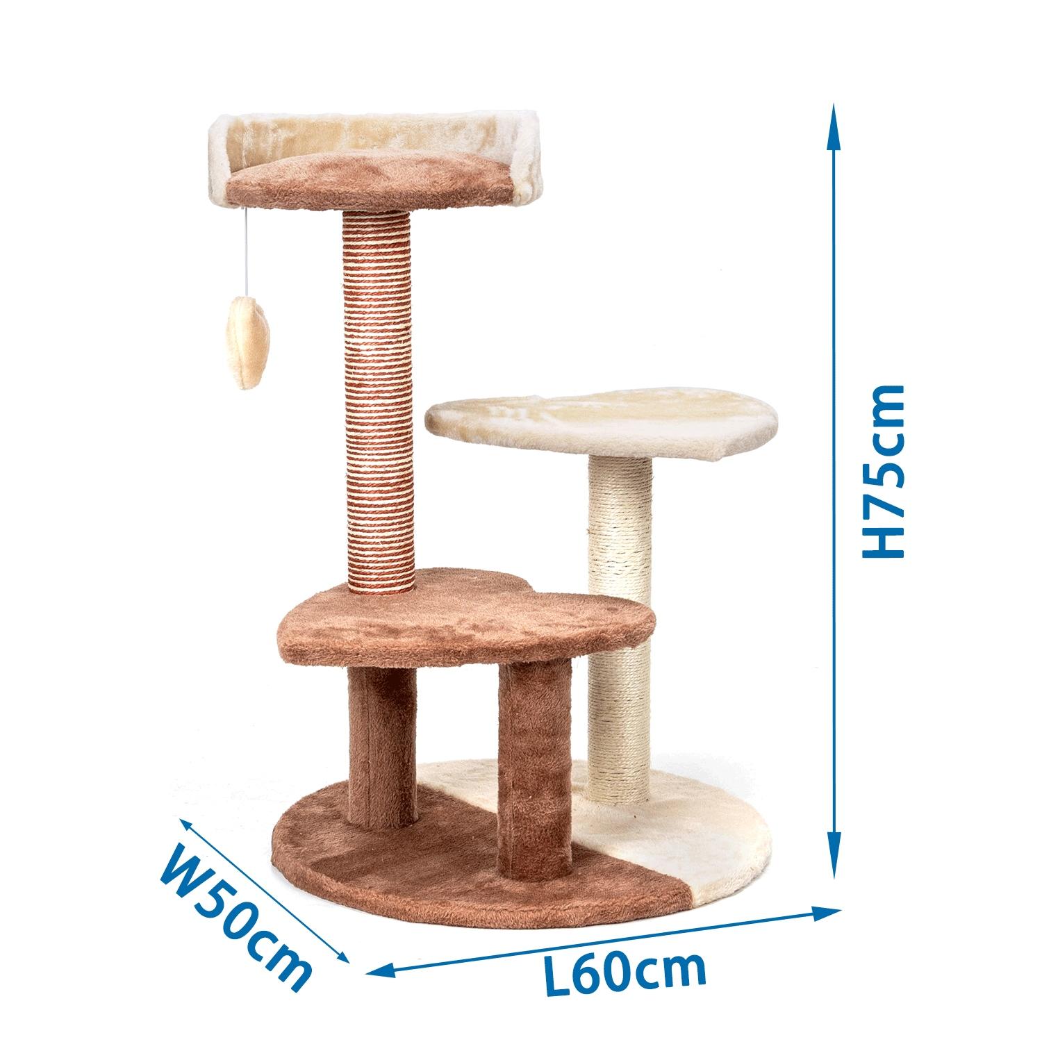 Trójpiętrowe drzewko dla kota w kształcie serca