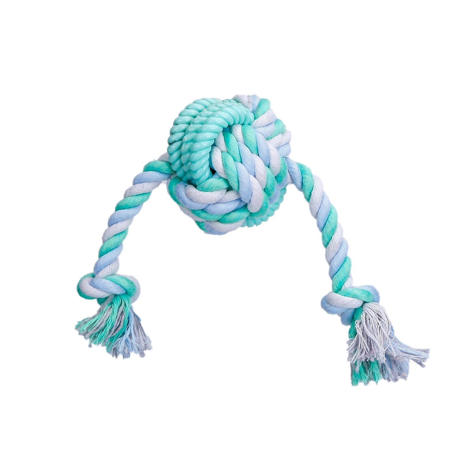 Cotton rope dog toy with ball