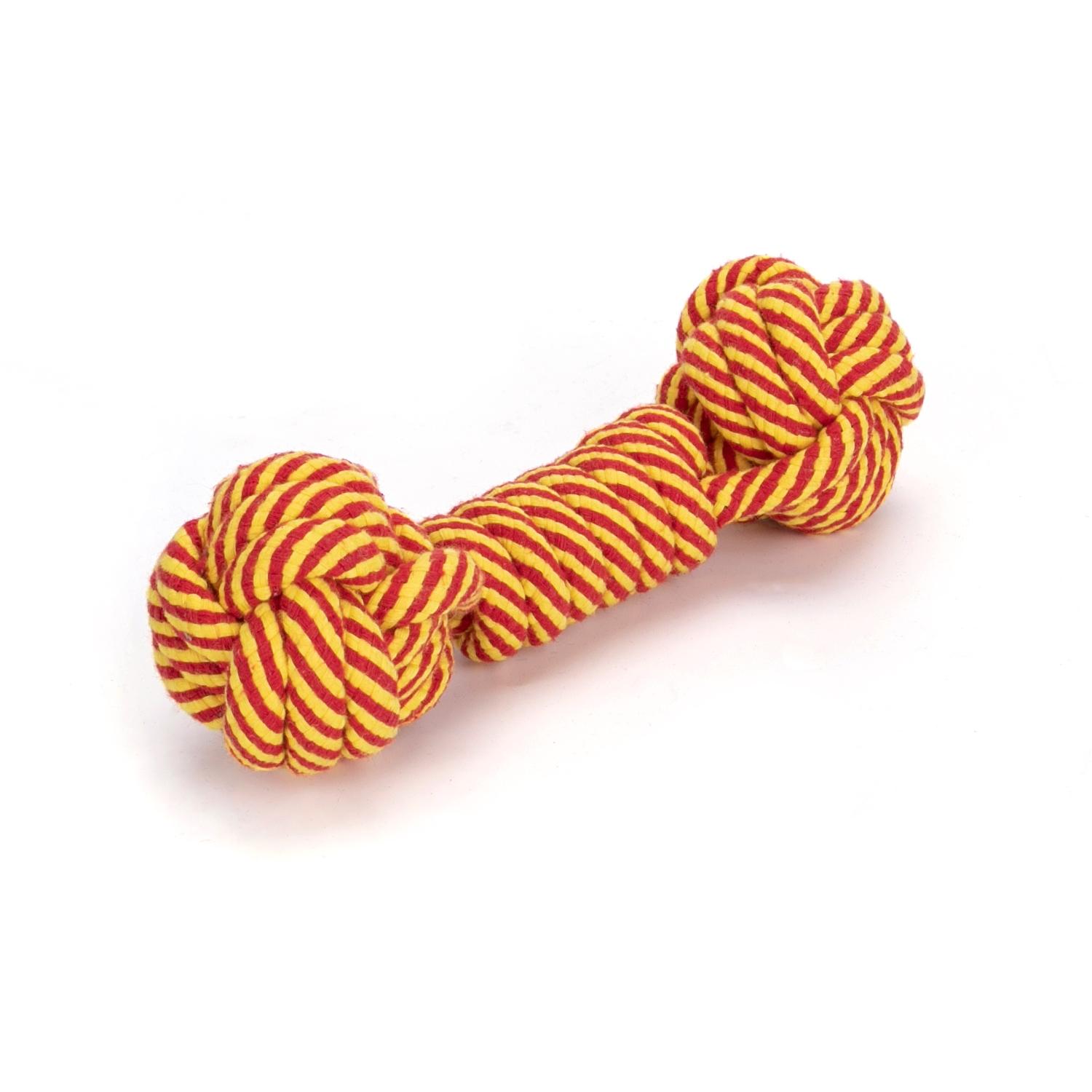 Cotton rope dog toy double ball