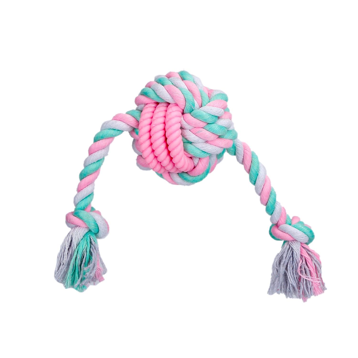 Cotton rope dog toy with ball