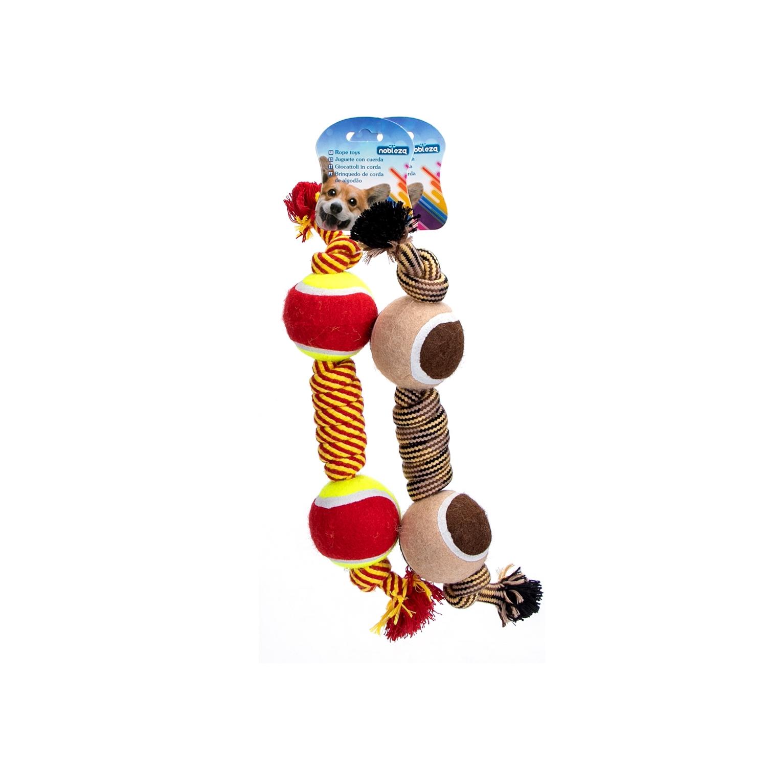 Cotton rope dog toy with TPR double ball